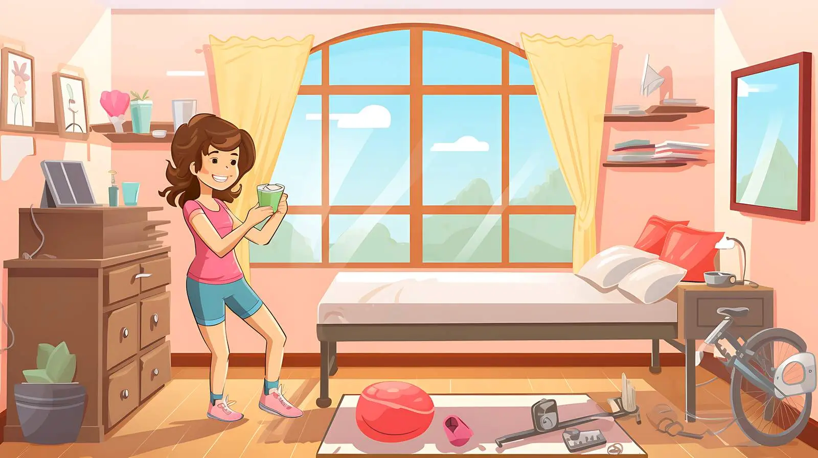 Indoor Workout Girl Illustration — free download from Dotvec