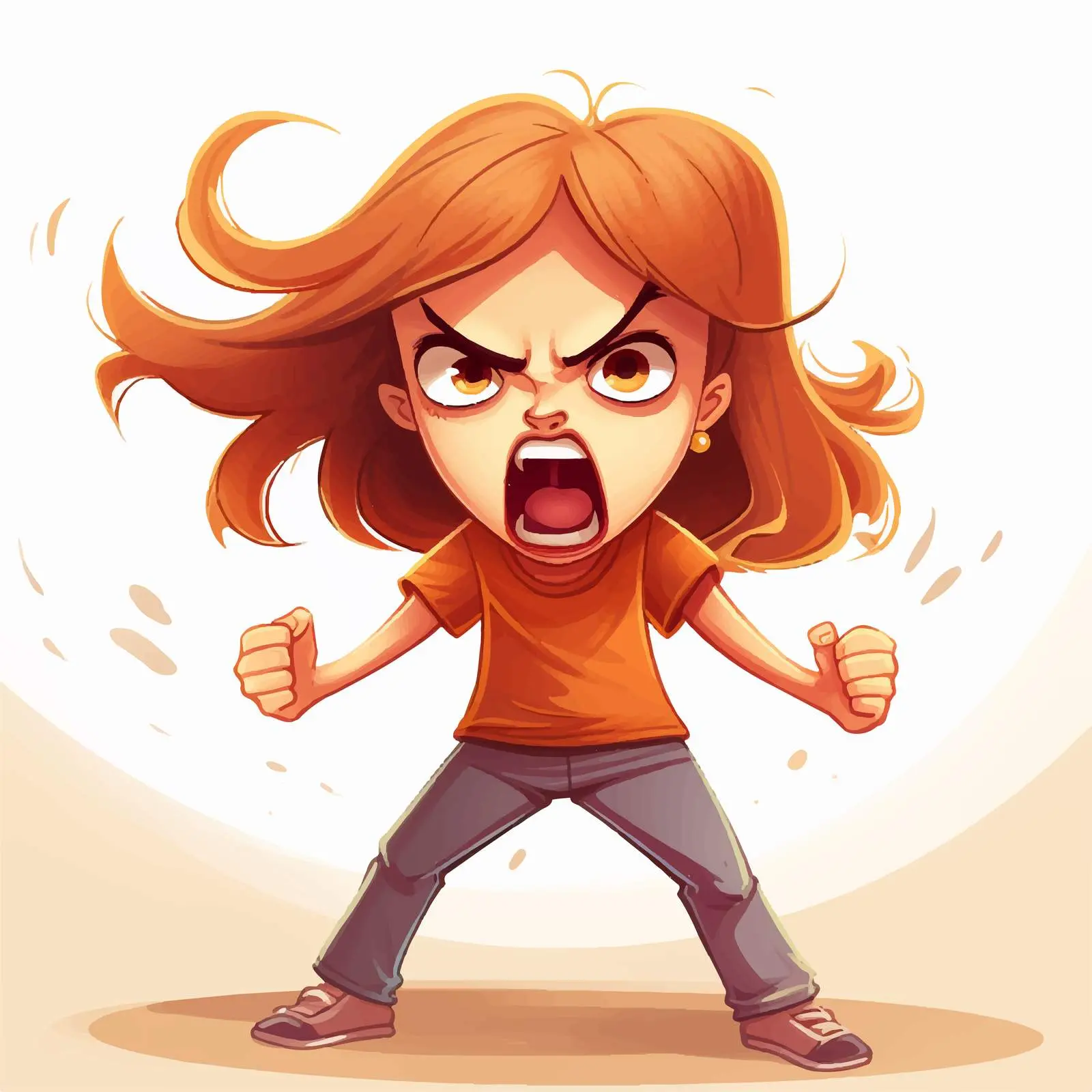 Angry Girl Cartoon Vector Illustration — free download from Dotvec