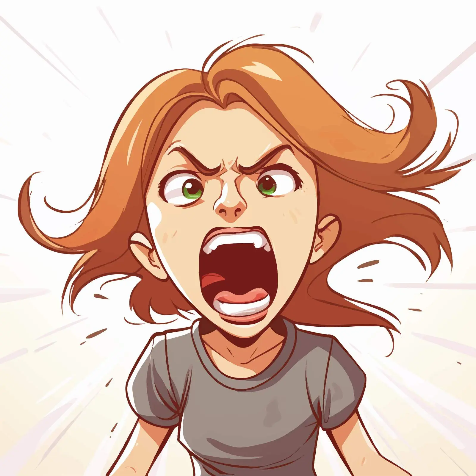 Girl Cartoon Vector Expressing Anger Emotion – free emotion visualization image from Dotvec