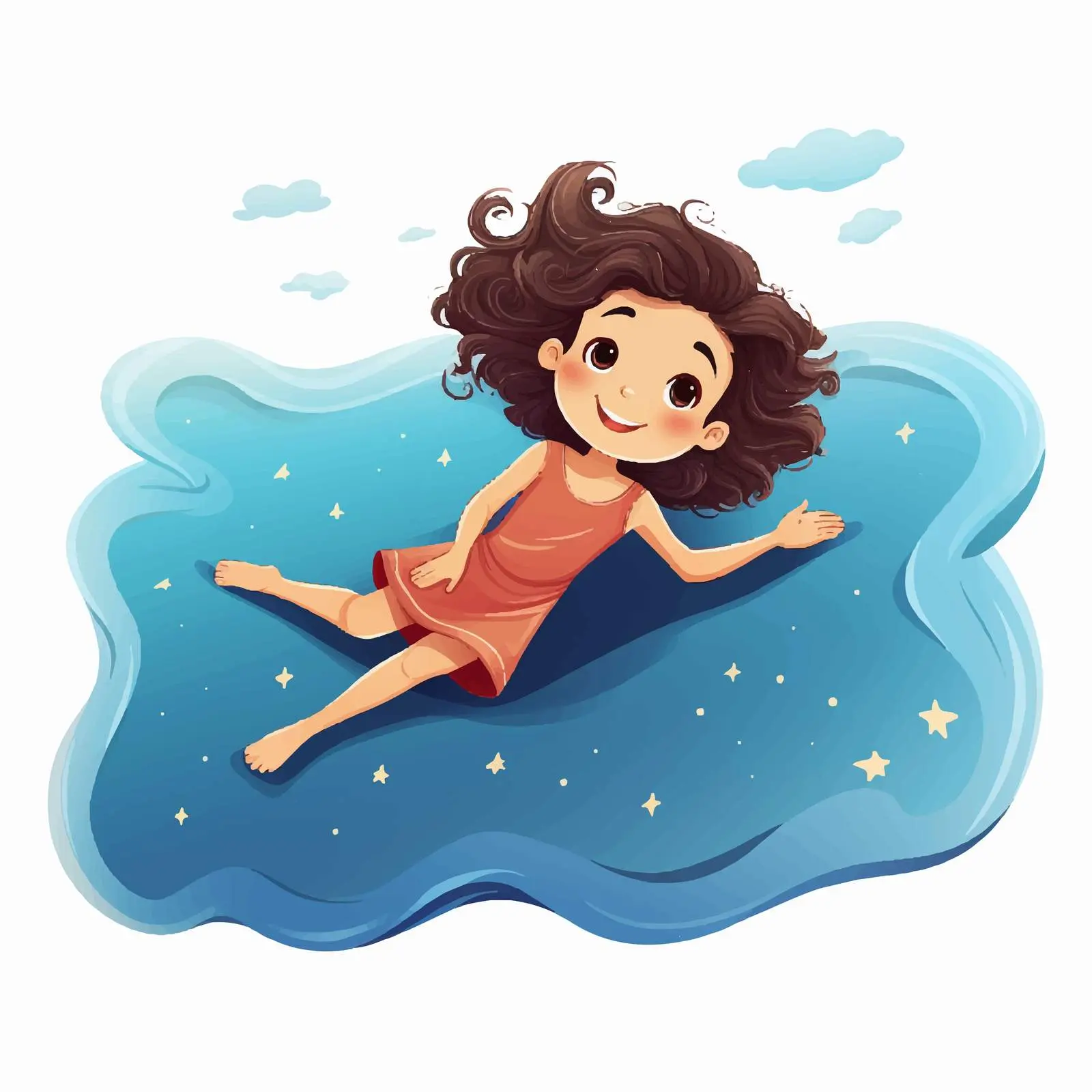Girl Flying on Mat Illustration Vector — free download from Dotvec