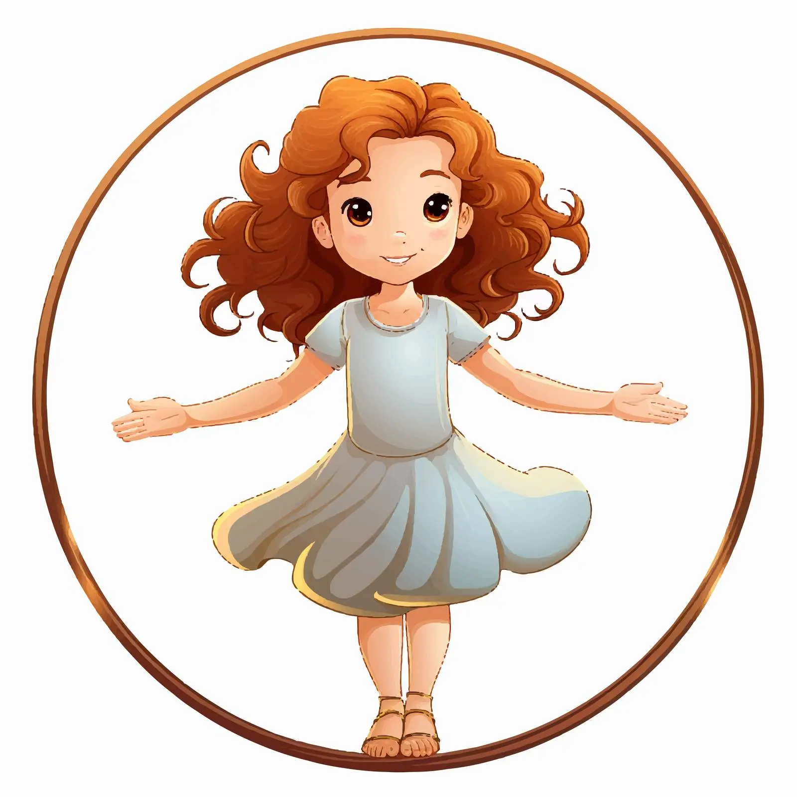 Girl Forming Circle Illustration on White Background – free round shape image from Dotvec