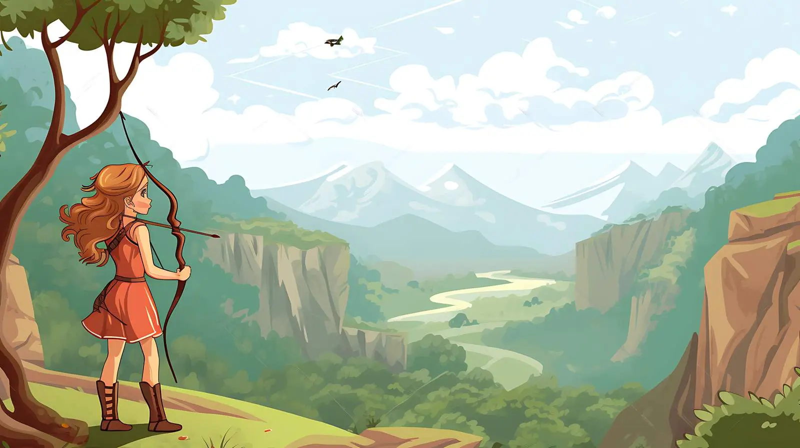 Archer Girl Illustration — free download from Dotvec