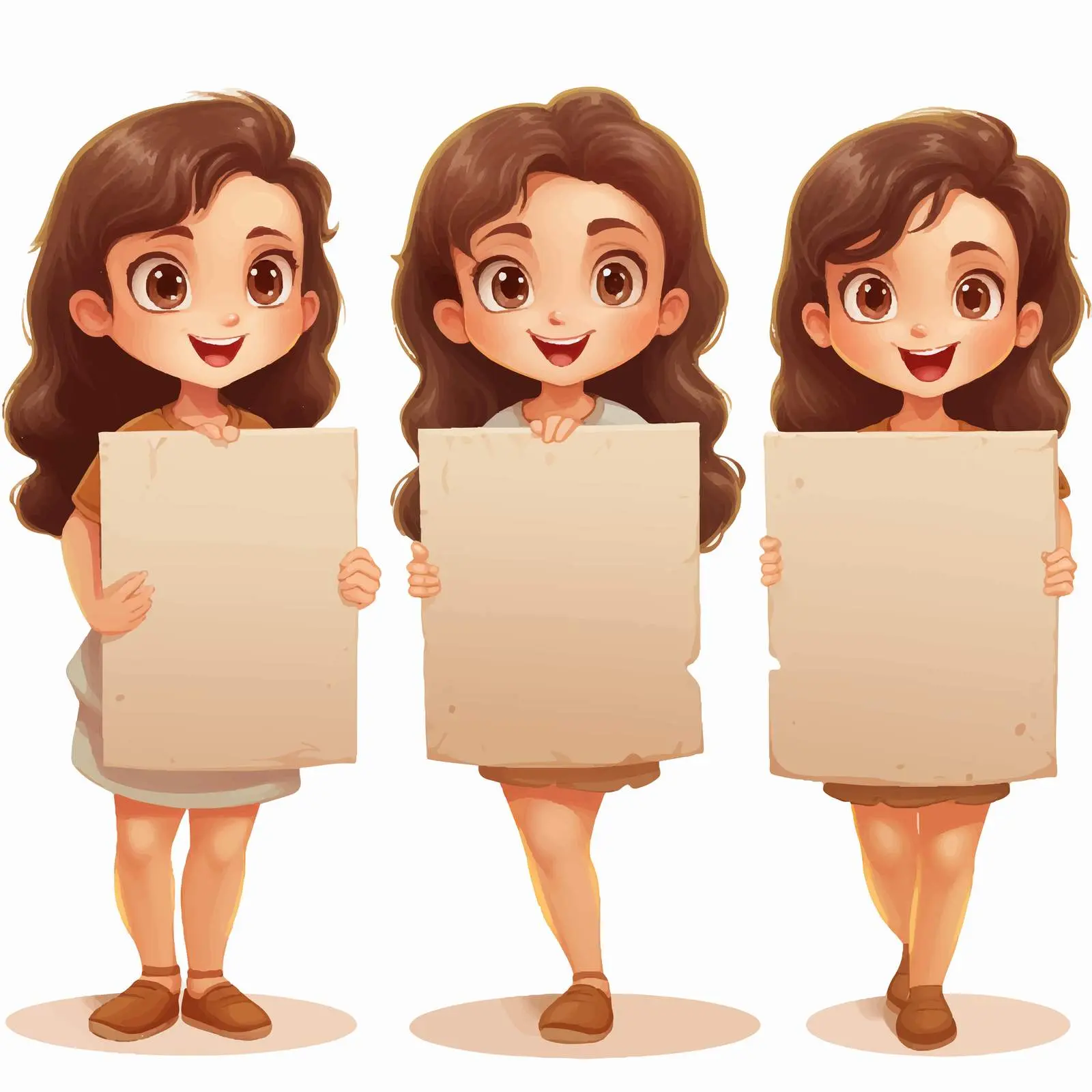 Girl Holding Sign in Various Poses Vector — free download from Dotvec