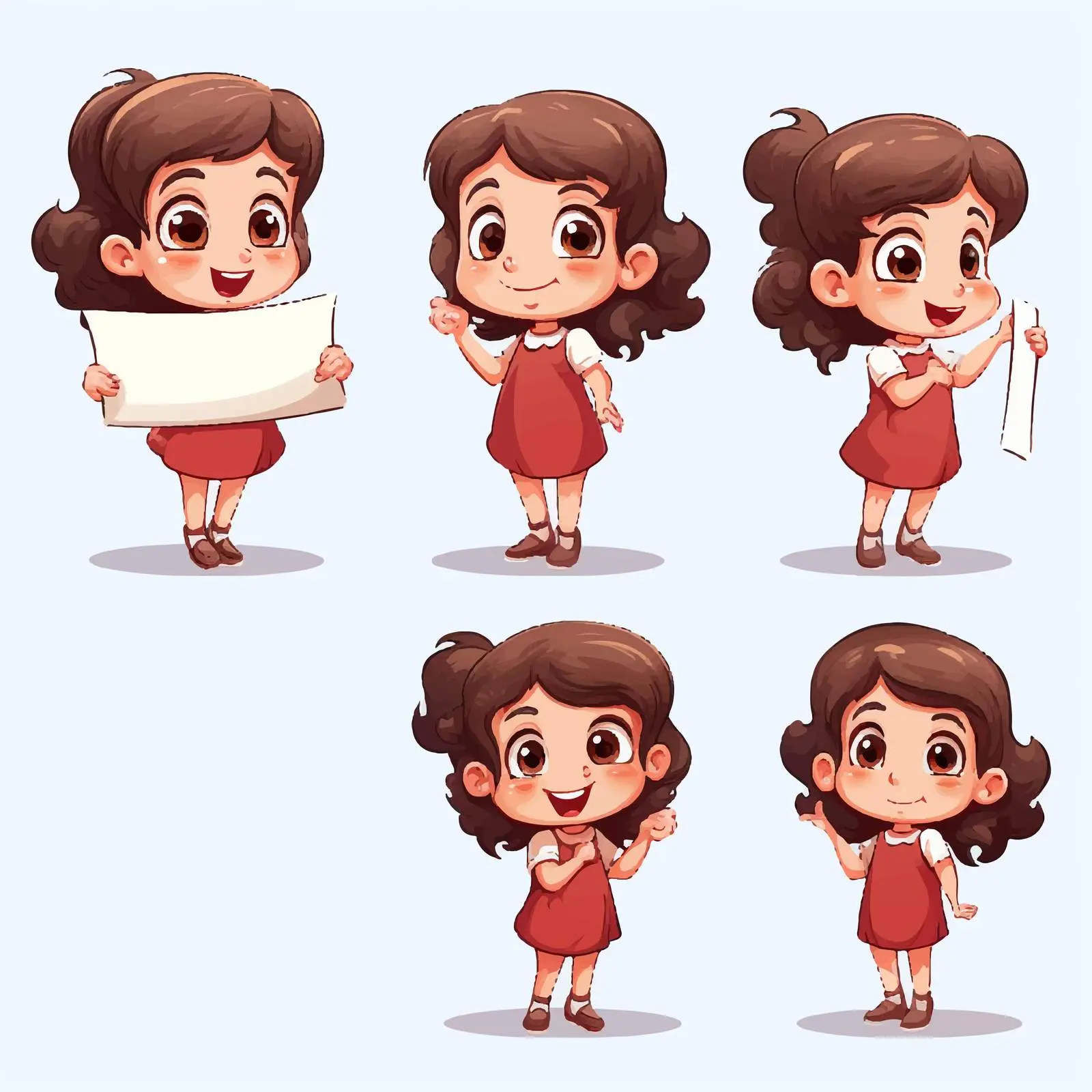 Girl Holding Sign in Various Poses Vector – free versatile graphic image from Dotvec