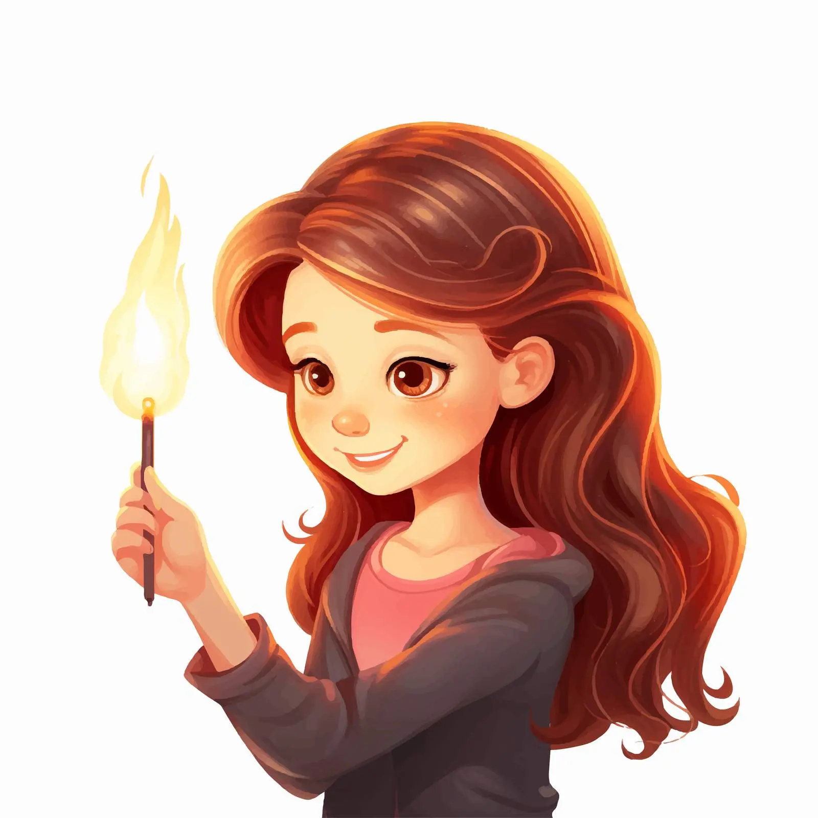Girl Lighting a Match Cartoon Illustration — free download from Dotvec