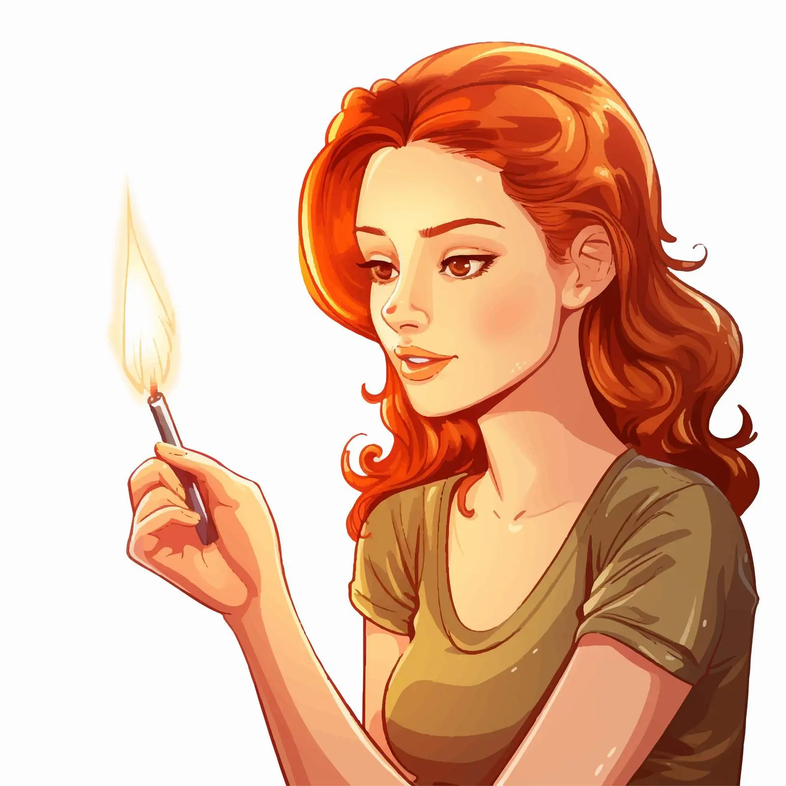 Girl Lighting a Match - Vector Illustration — free download from Dotvec