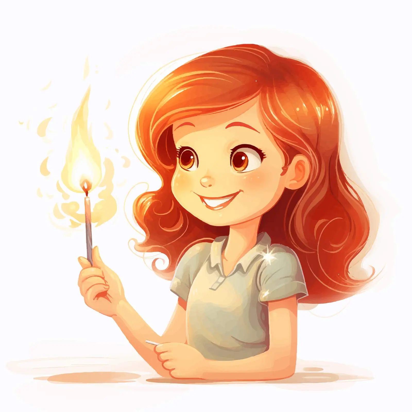 Girl Lighting a Match - Cartoon Vector Art — free download from Dotvec