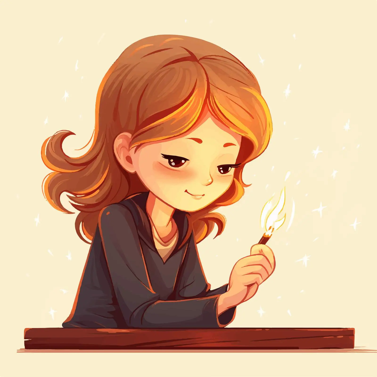 Girl Lighting a Match - Vector Illustration — free download from Dotvec
