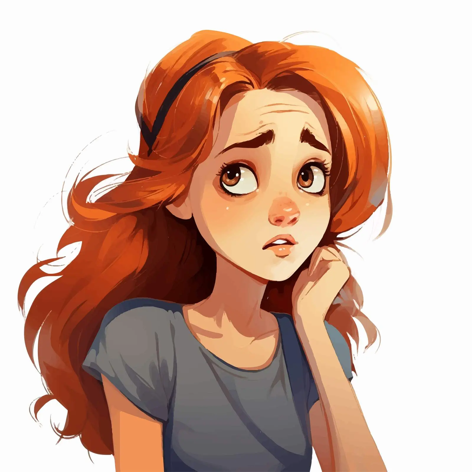 Worried Girl Cartoon Vector Illustration — free download from Dotvec