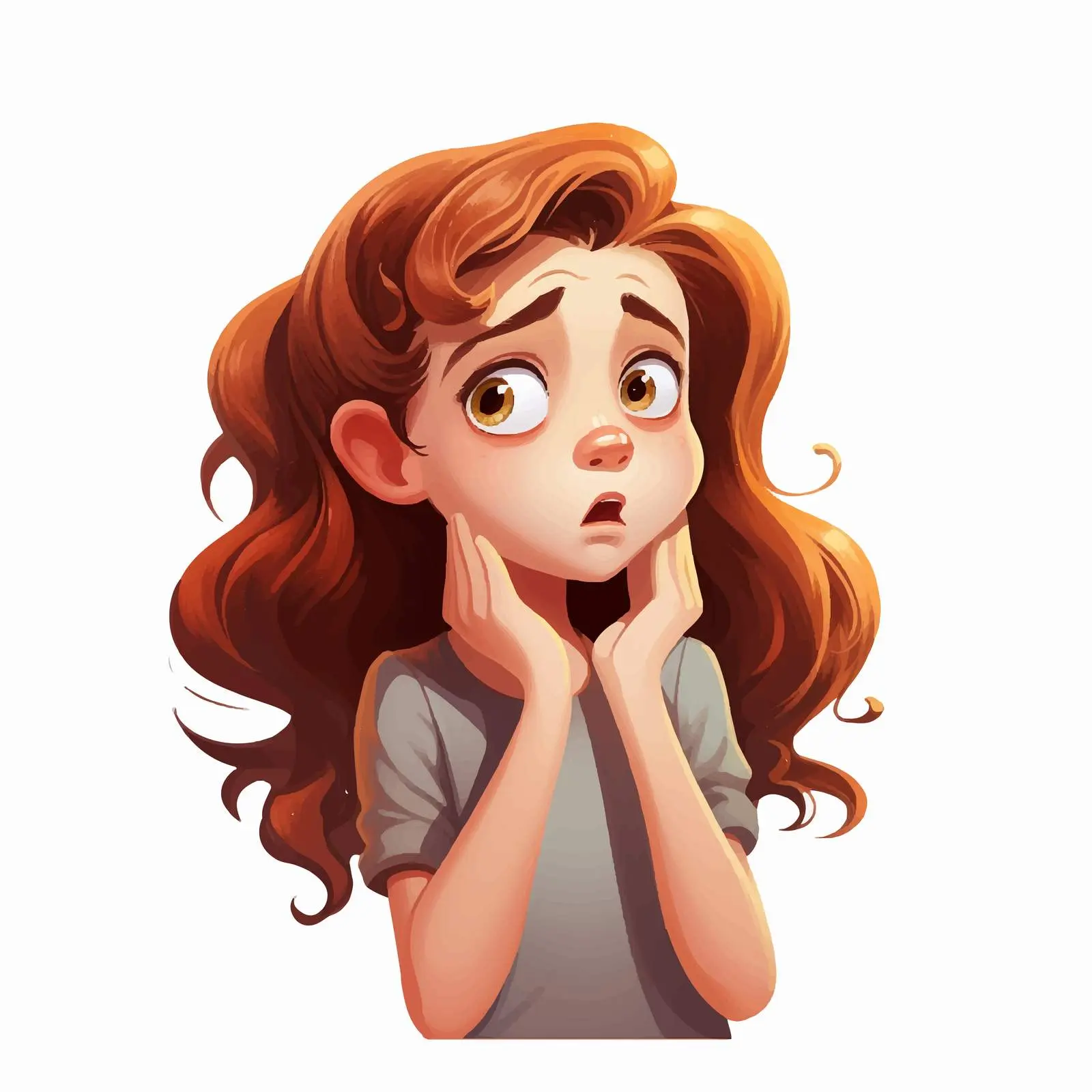 Worried Girl Vector Cartoon Illustration — free download from Dotvec