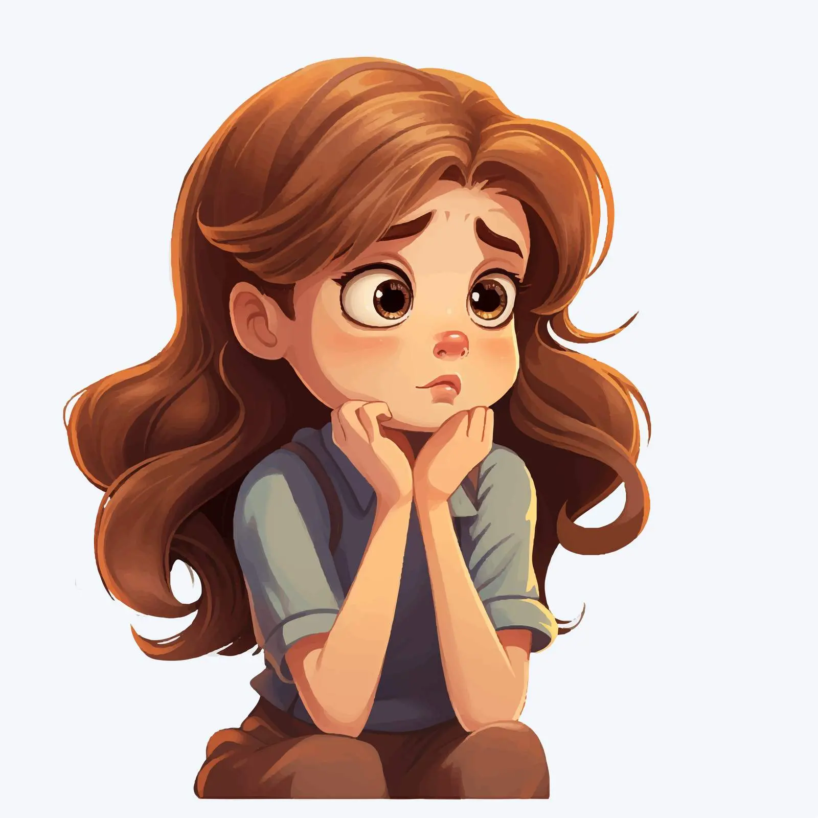 Worried Girl Cartoon Vector Illustration — free download from Dotvec