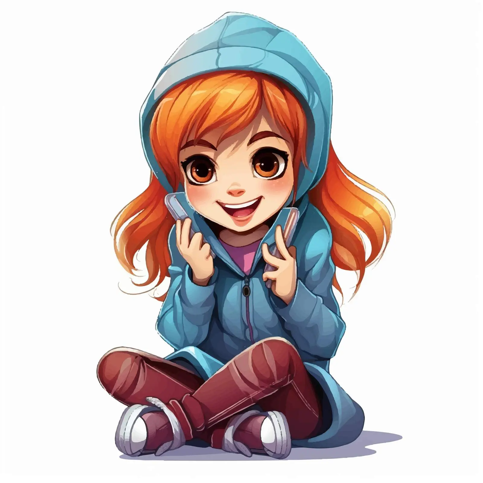 Girl Using Smartphone Illustration in Vector Format — free download from Dotvec