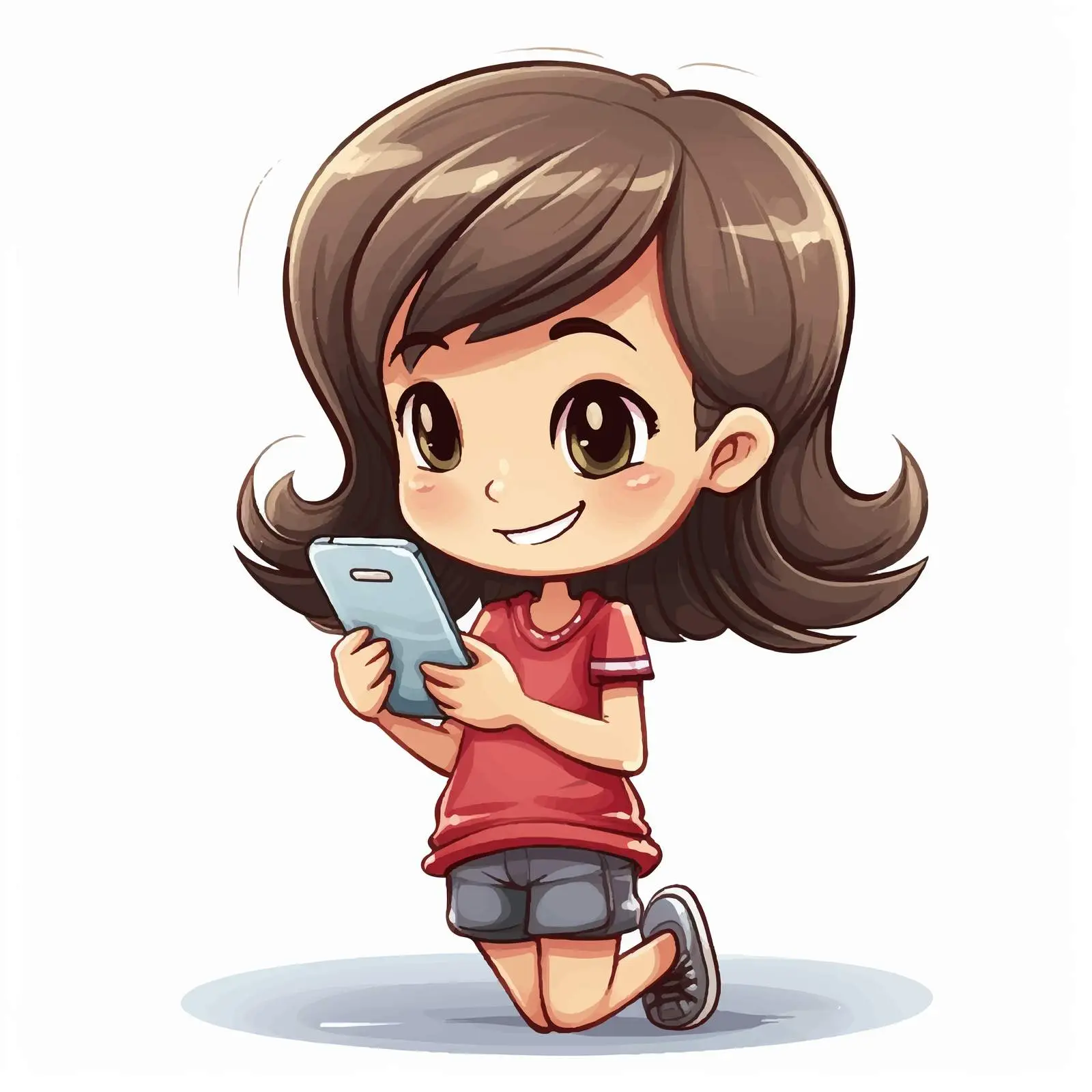 Girl Using Smartphone Illustration in Vector Format — free download from Dotvec