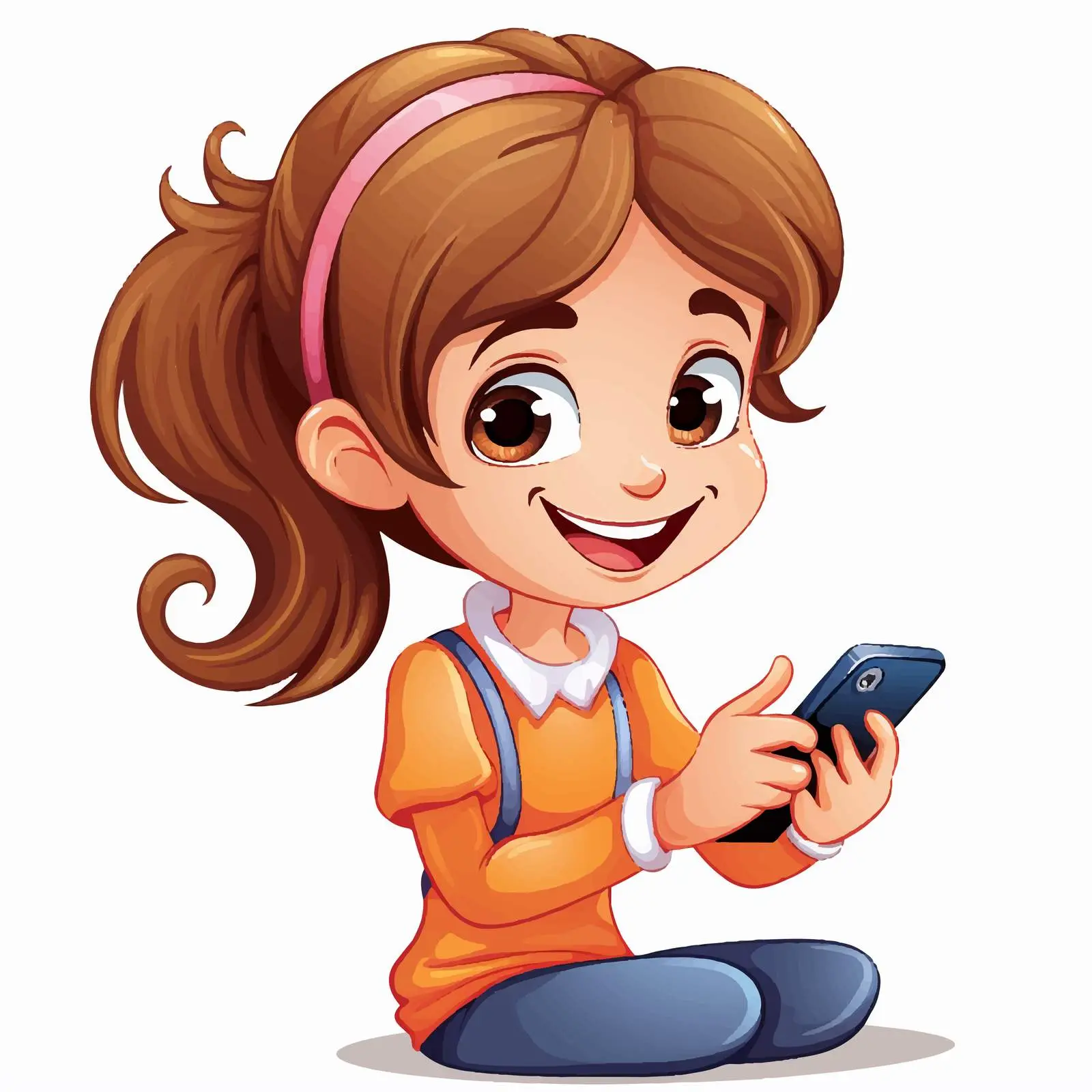 Girl Using Smartphone - Vector Illustration — free download from Dotvec