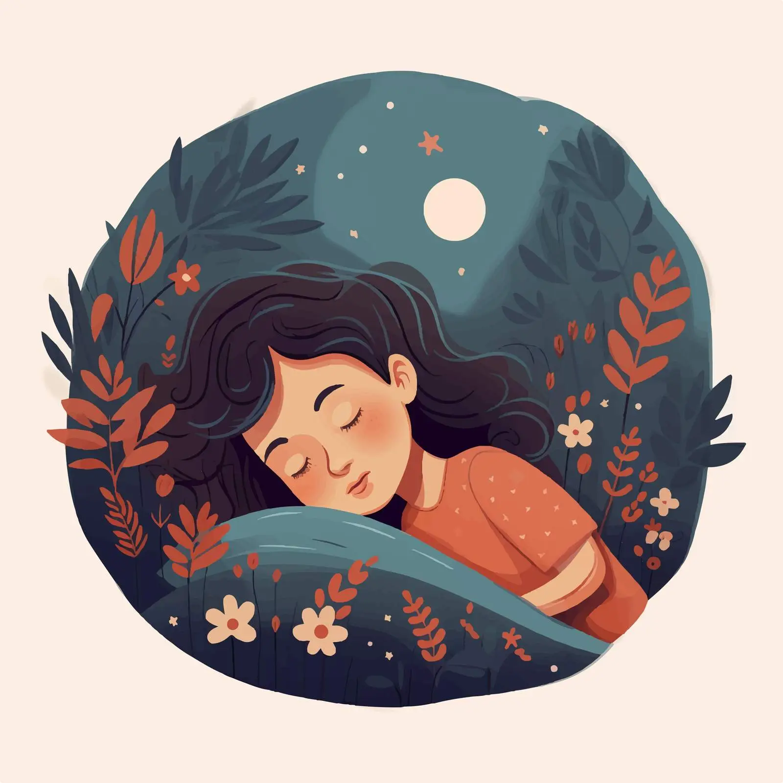 Girl Sleeping in Bed Surrounded by Nature – free sleeping girl image from Dotvec