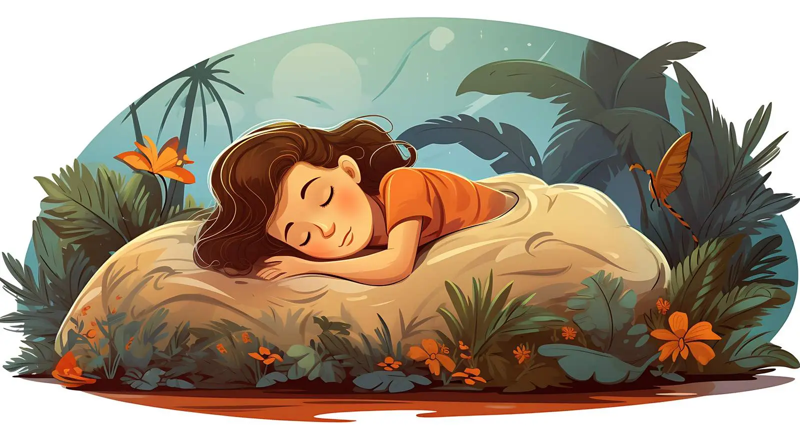 Girl Sleeping in Beautiful Bed — free download from Dotvec