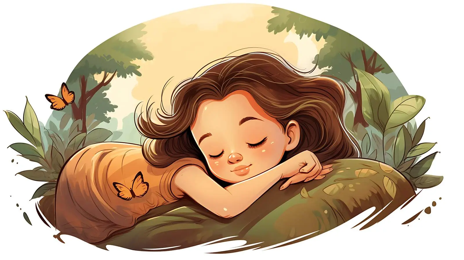 Tranquil Girl Sleeping Illustration — free download from Dotvec