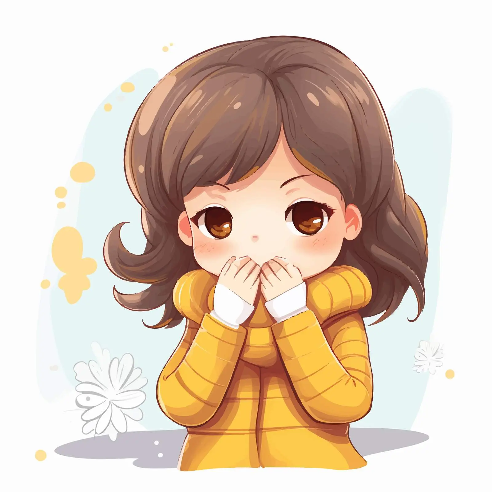 Cartoon Vector Illustration of a Sneezing Girl — free download from Dotvec