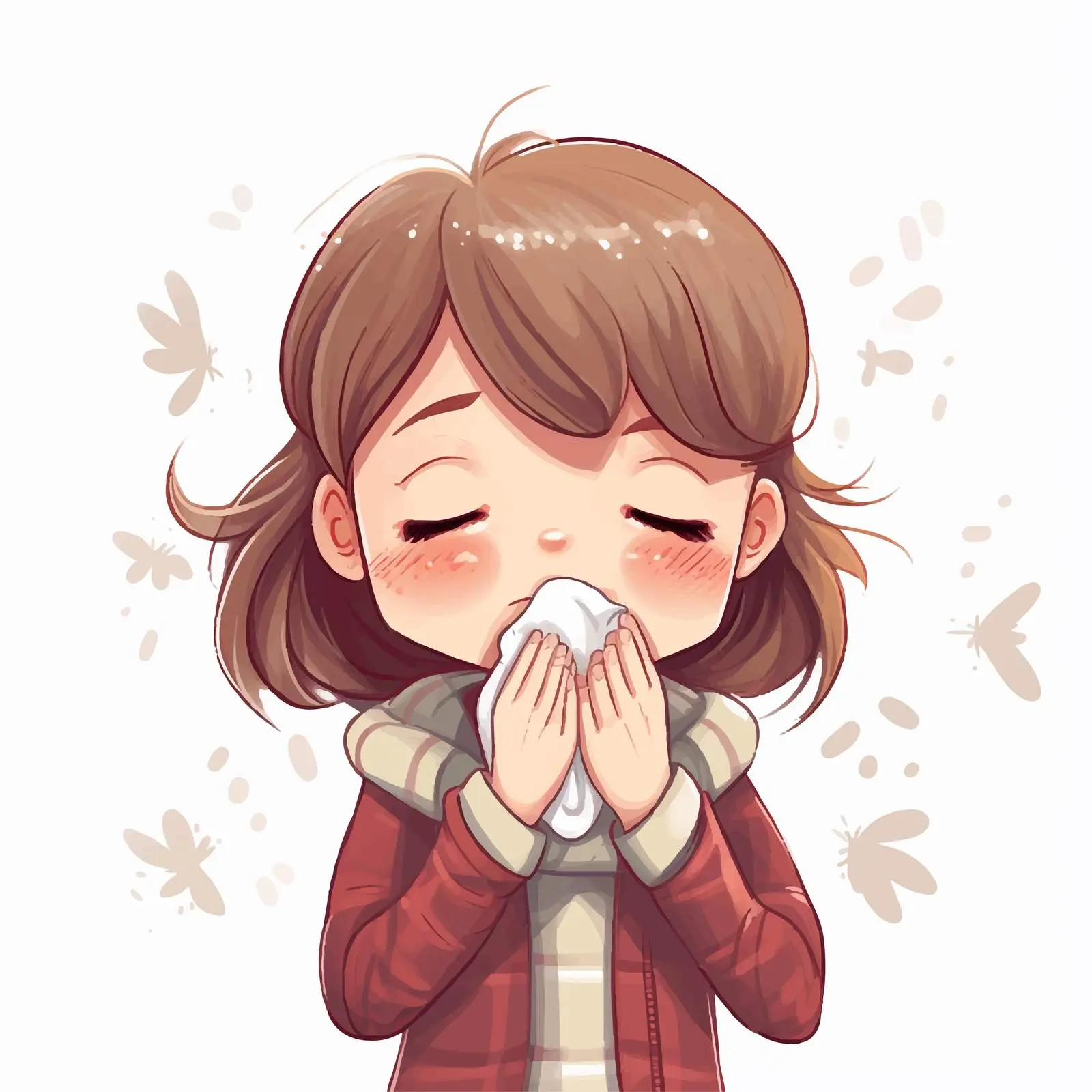 Cartoon Illustration of Girl Sneezing — free download from Dotvec