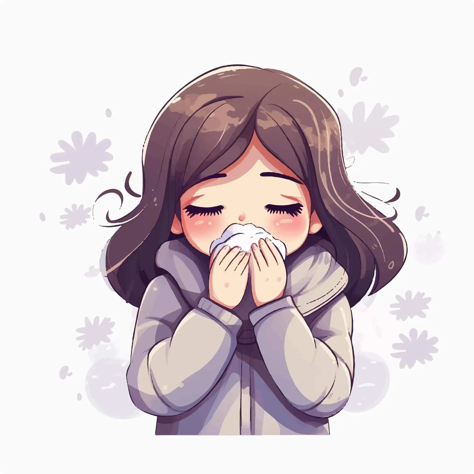 Cartoon Vector of a Girl Sneezing — free download from Dotvec