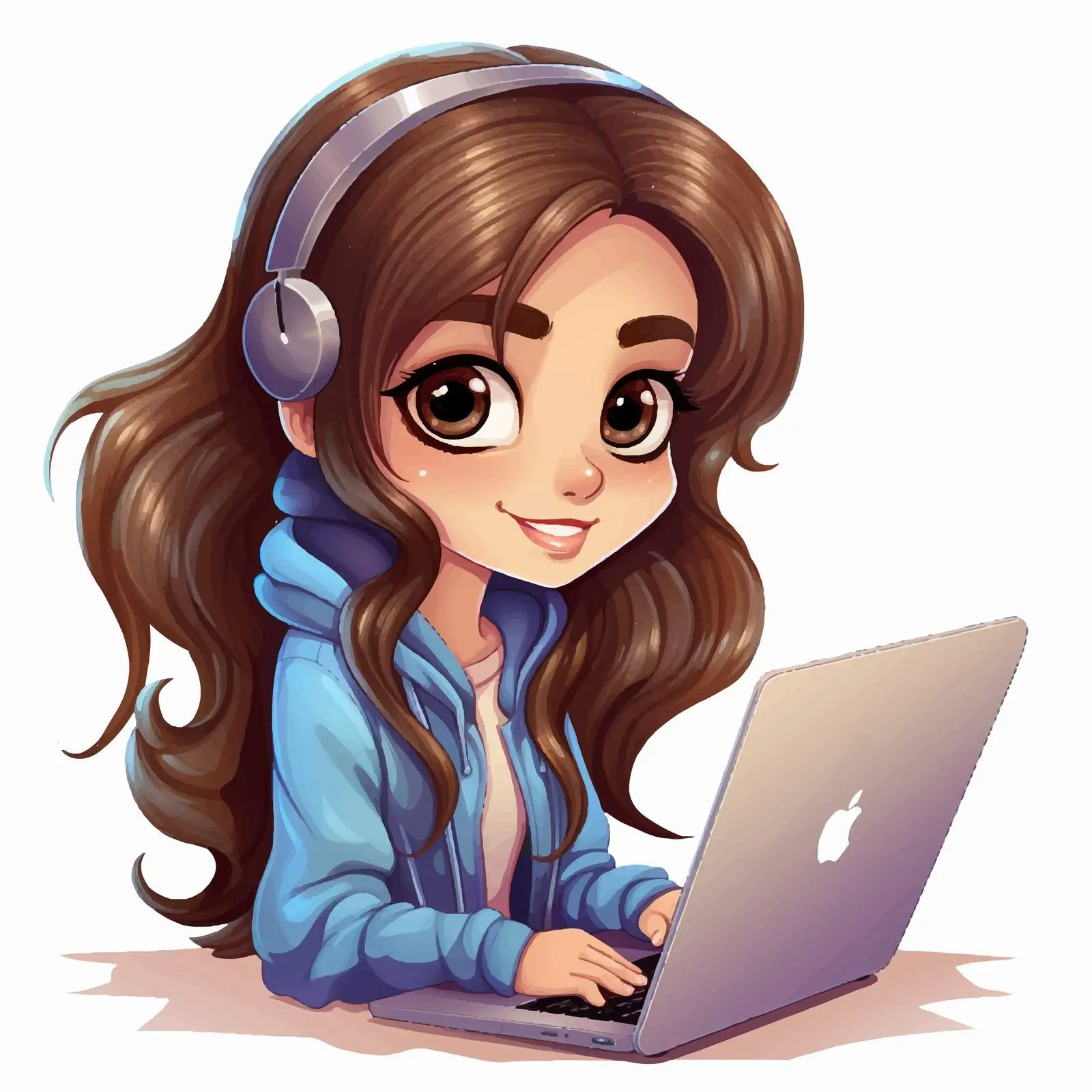 Girl with Laptop on White Background — free download from Dotvec