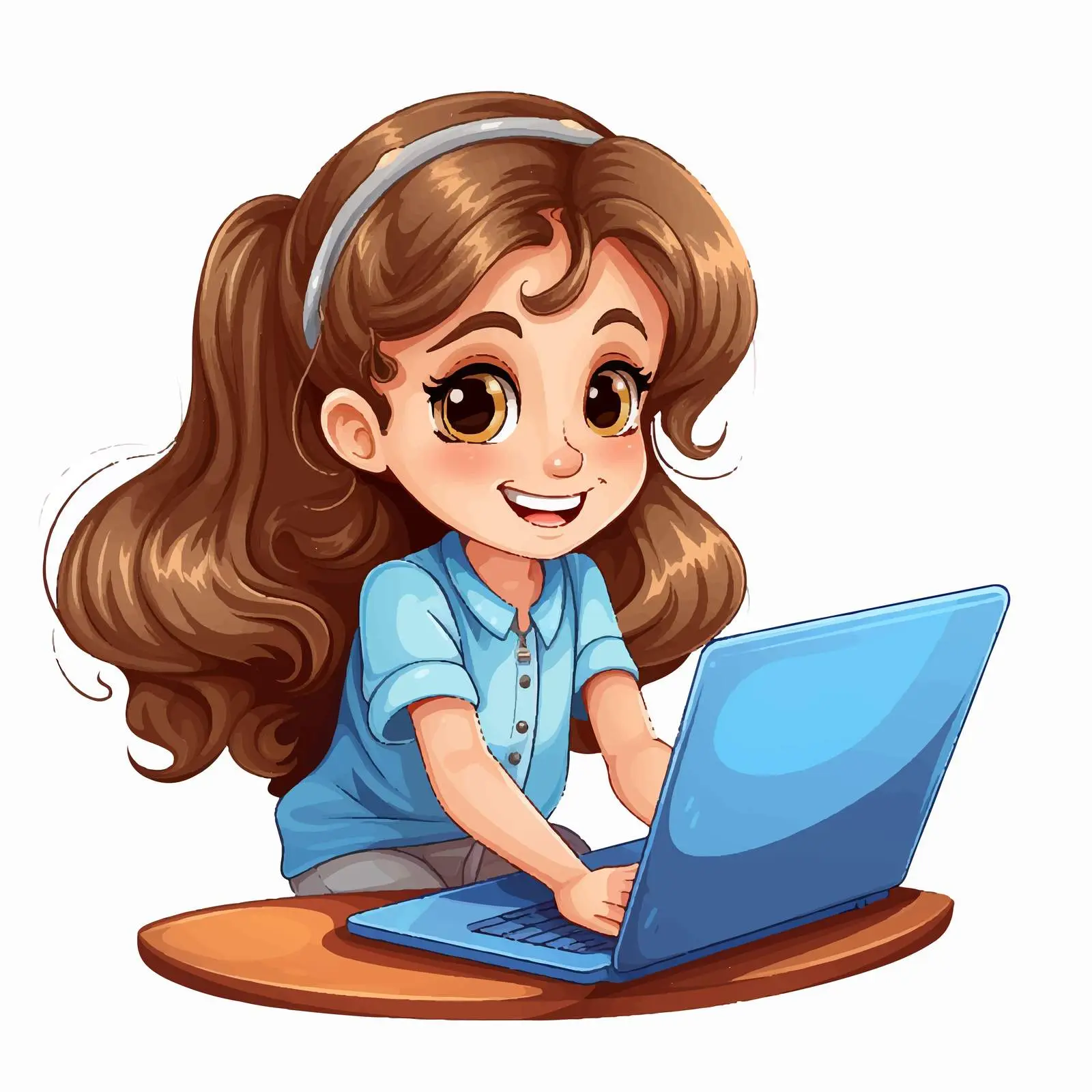 Girl Using Laptop on White Background — free download from Dotvec