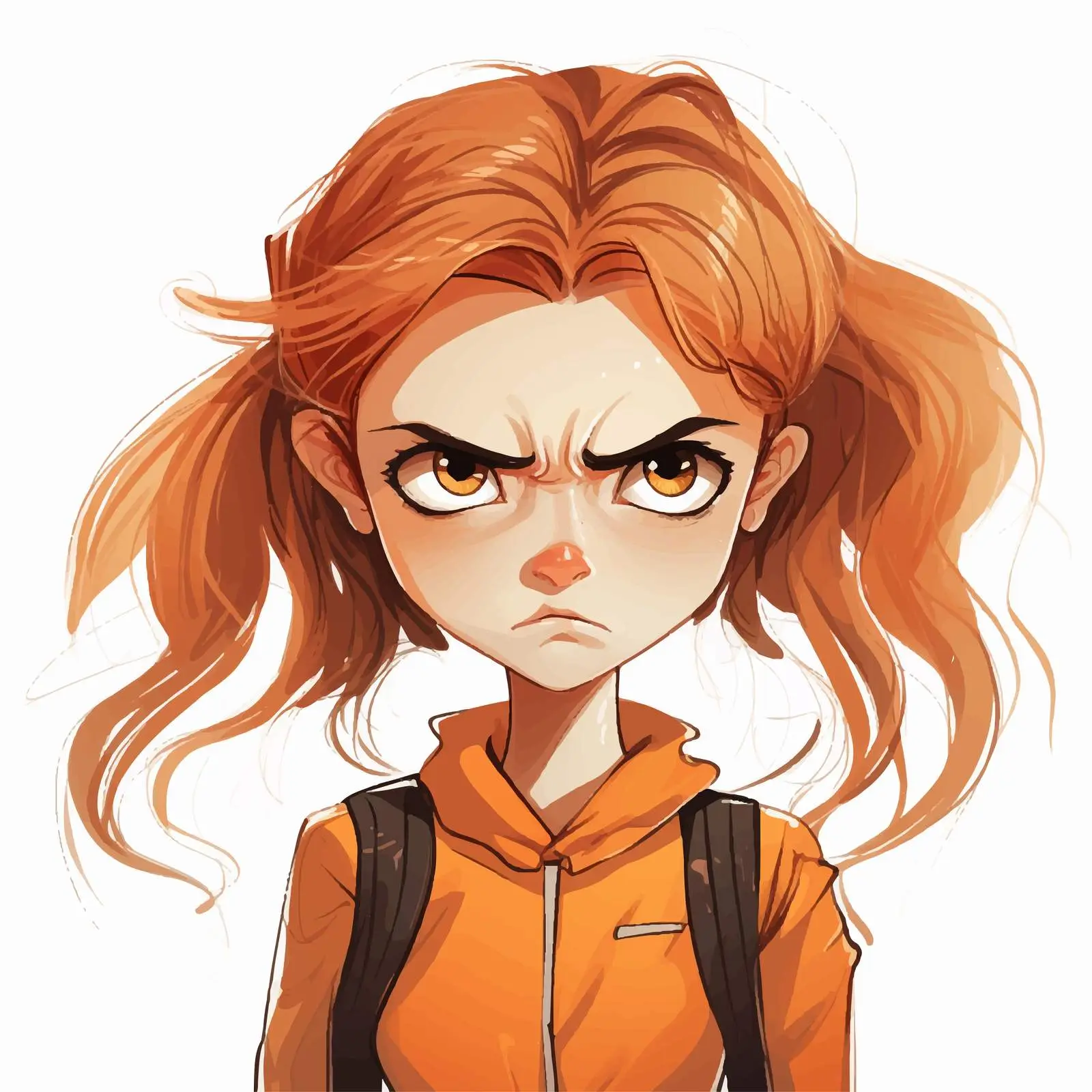 Angry Expression Girl Vector Illustration — free download from Dotvec