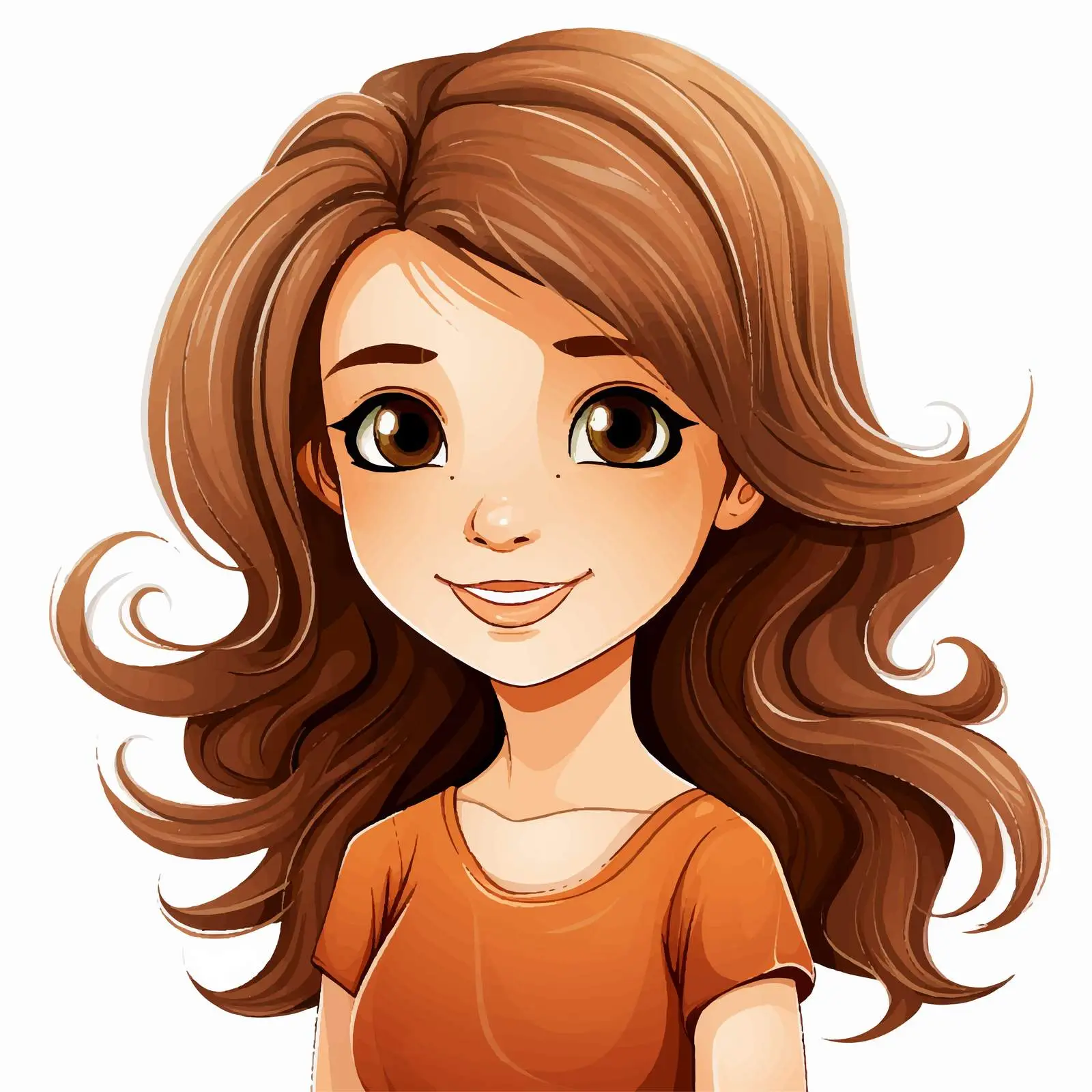 Cartoon Vector of a Brown-Haired Girl — free download from Dotvec