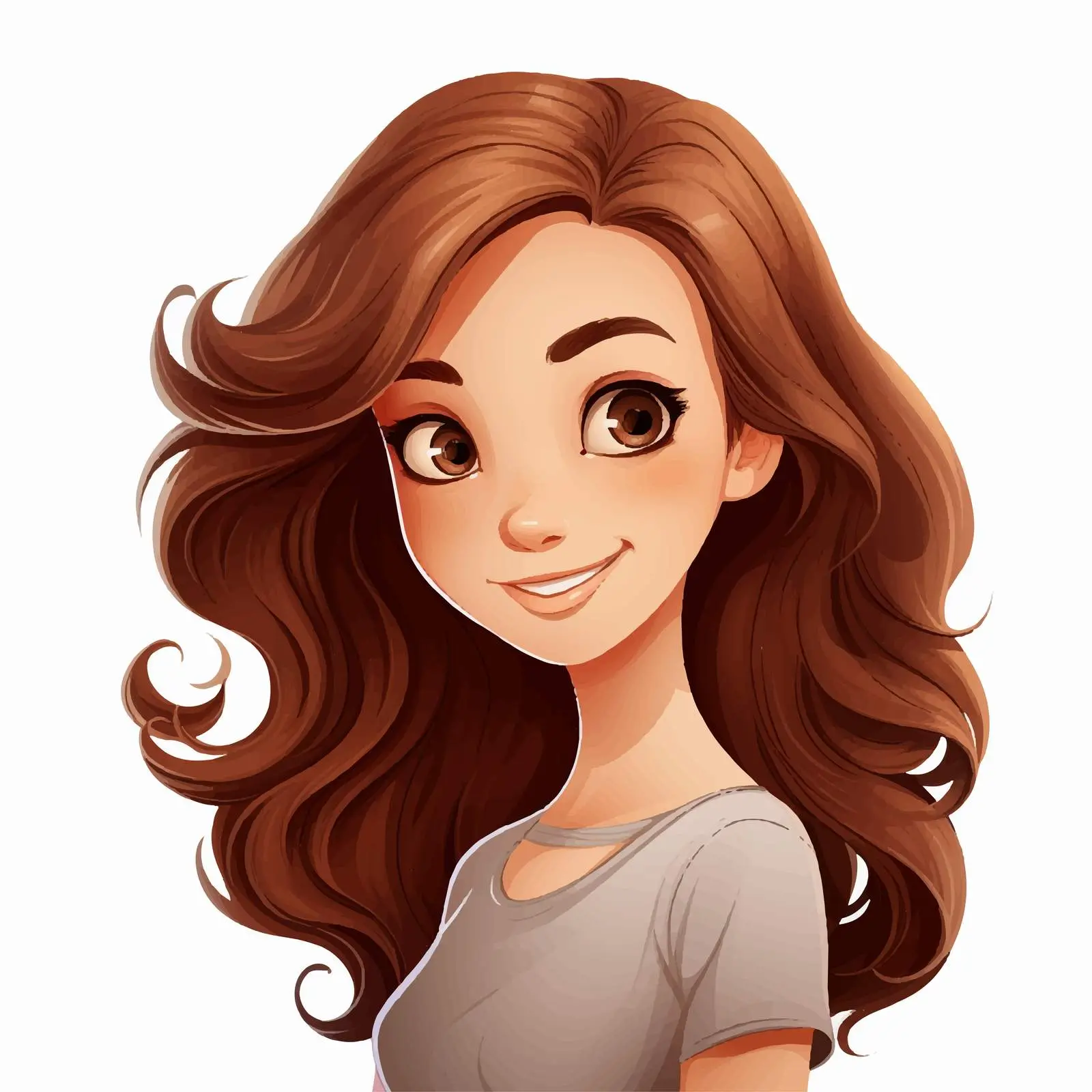 Cartoon Vector Illustration of a Brown-Haired Girl — free download from Dotvec