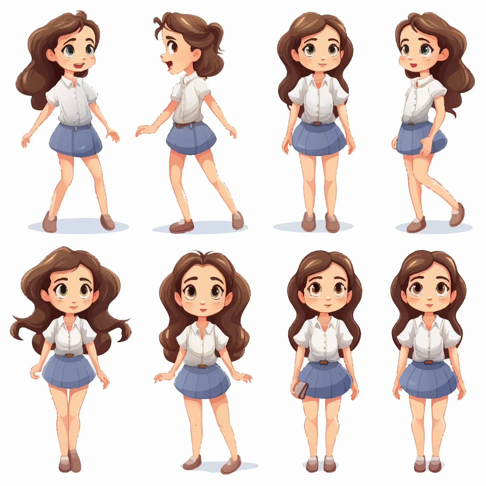 Girl in Various Poses Vector Illustration — free download from Dotvec