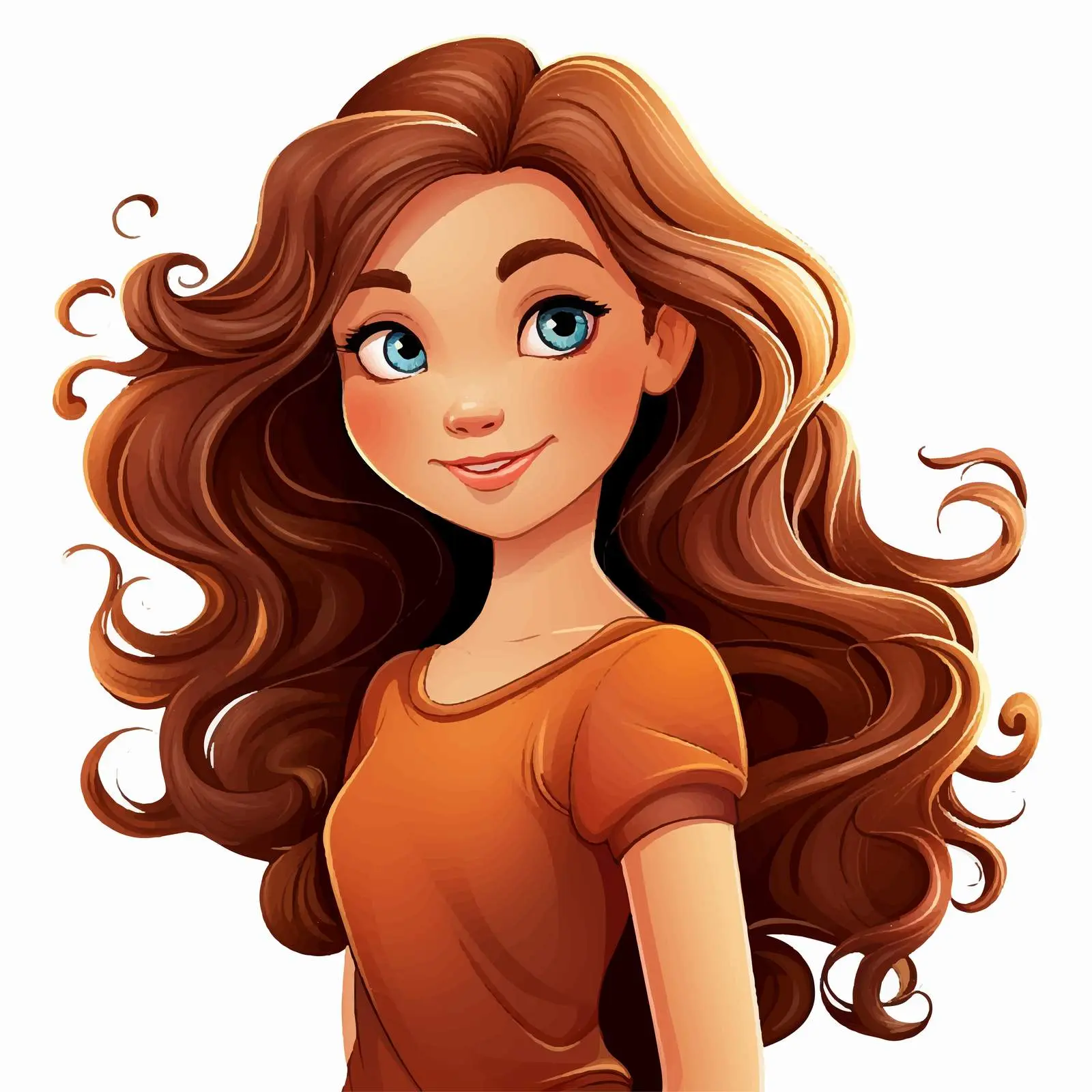 Girl with Long Wavy Hair Vector Illustration — free download from Dotvec