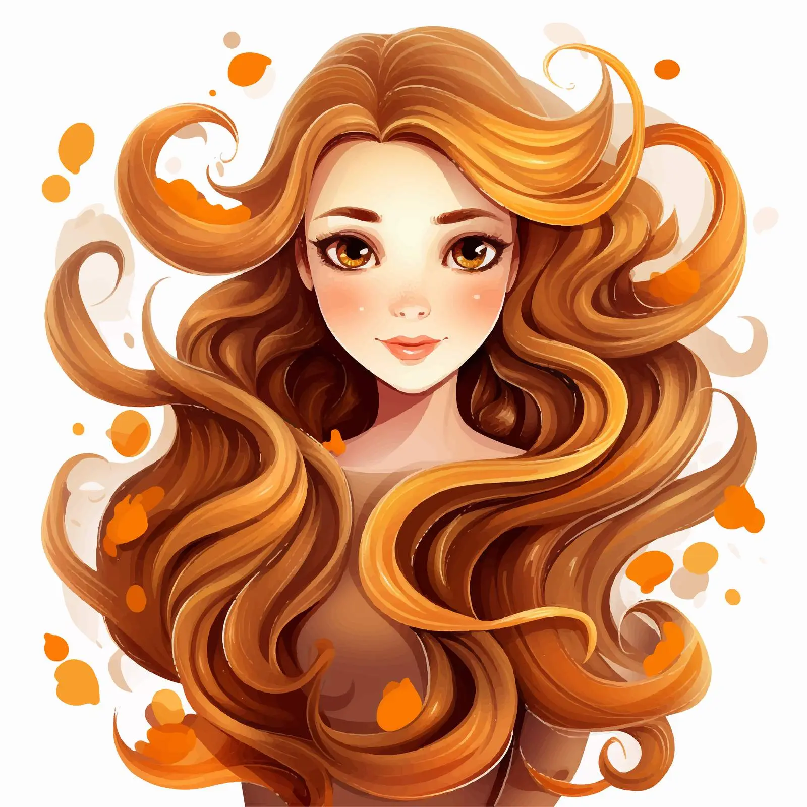 Girl with Long Wavy Hair Vector Illustration — free download from Dotvec