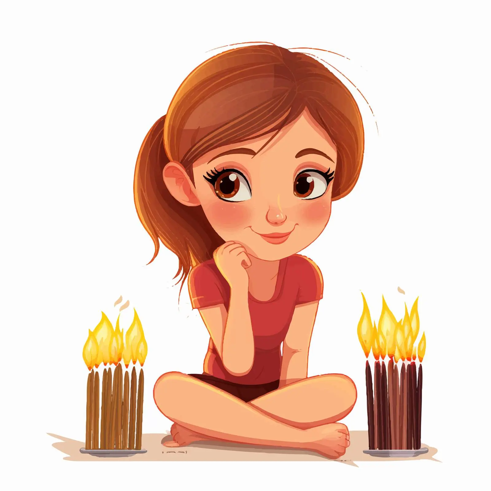 Cartoon Girl Holding Matches Illustration — free download from Dotvec