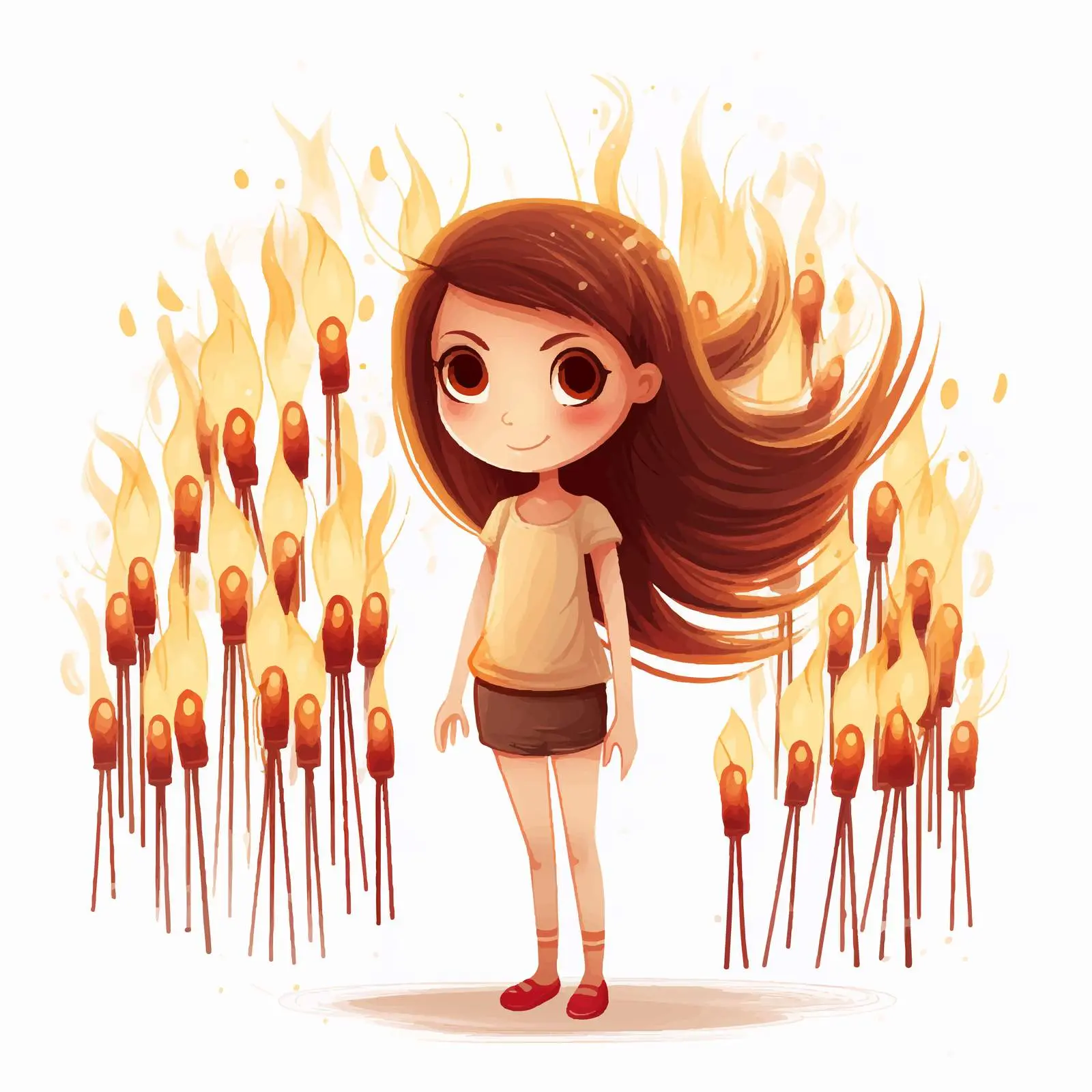 Girl Holding Matches Cartoon Vector Illustration — free download from Dotvec