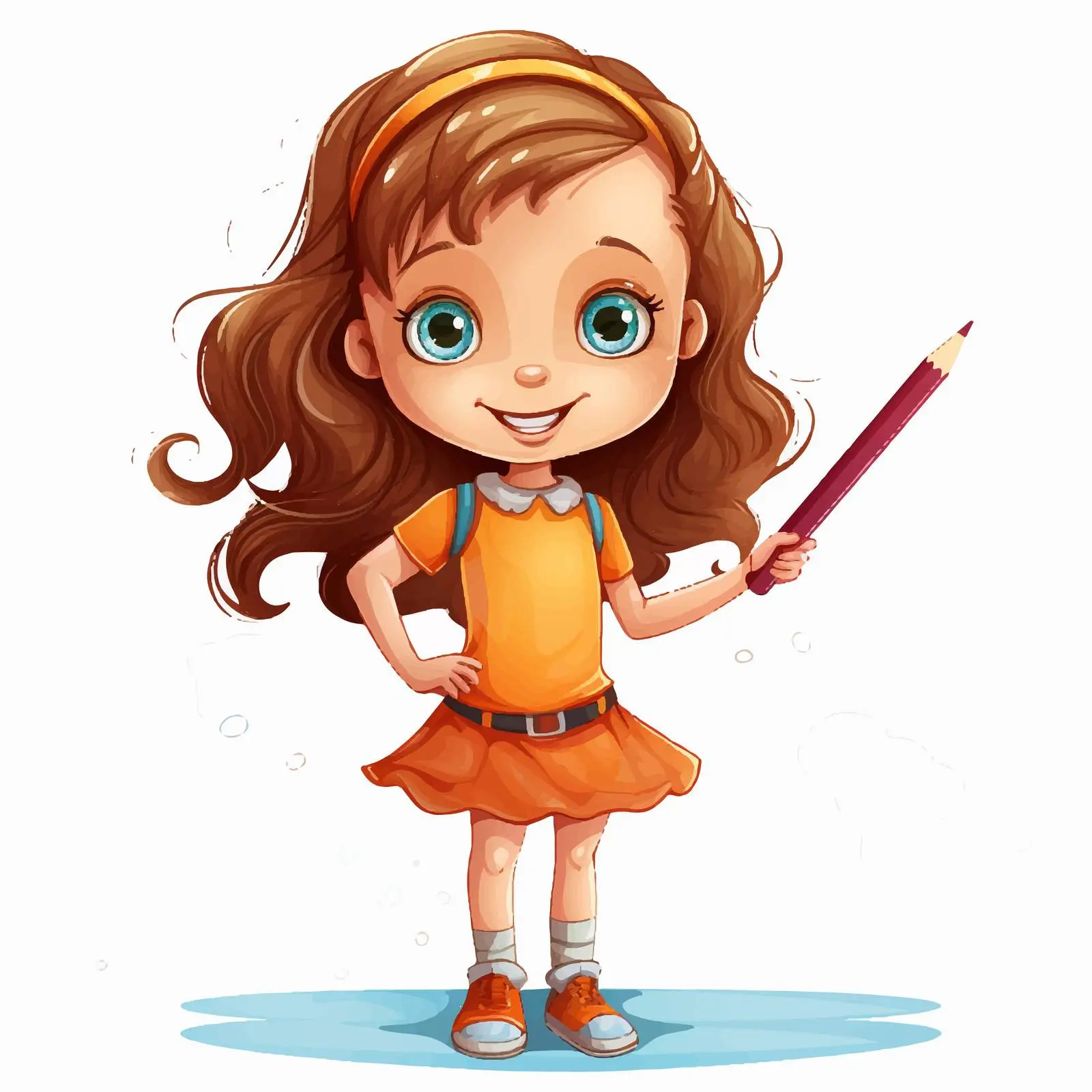 Girl Drawing with Pencil on White Background – free drawable image from Dotvec
