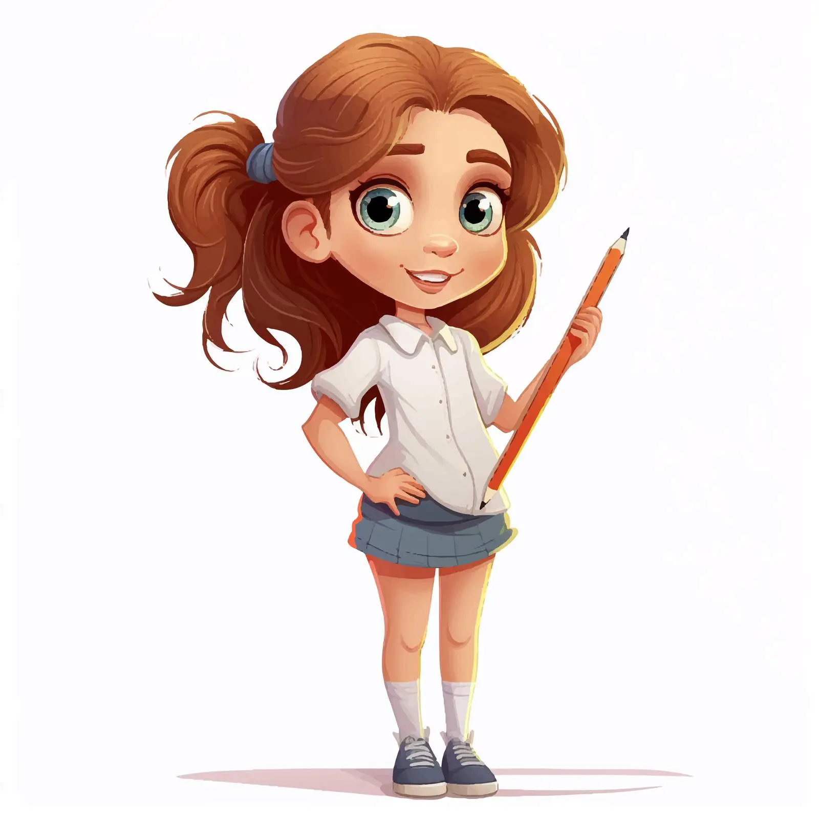 Girl Drawing with Pencil on White Background – free childhood creativity image from Dotvec