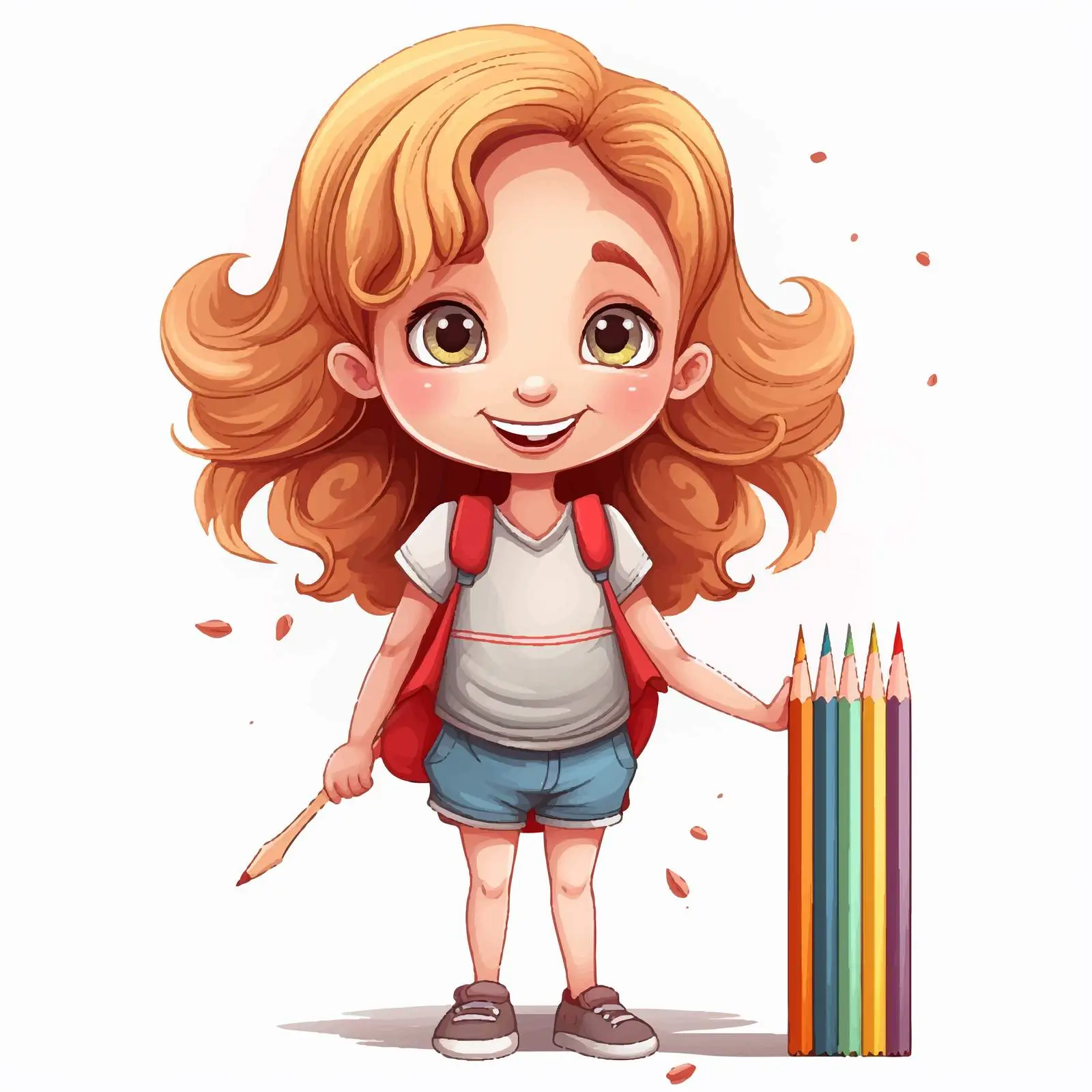 Girl Drawing with Pencil on White Background — free download from Dotvec