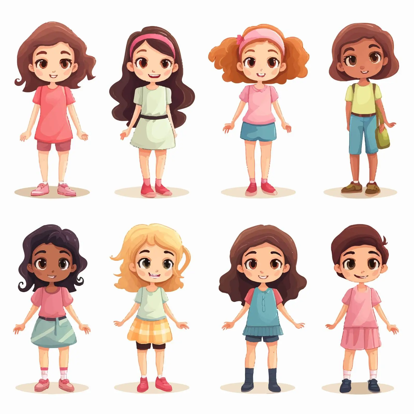 Illustration of Girls on White Background — free download from Dotvec