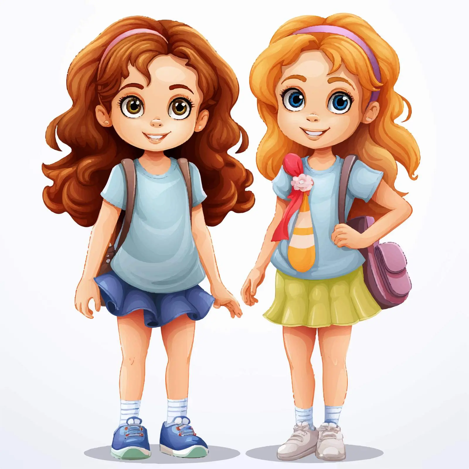 Girls Vector Illustration on White Background — free download from Dotvec