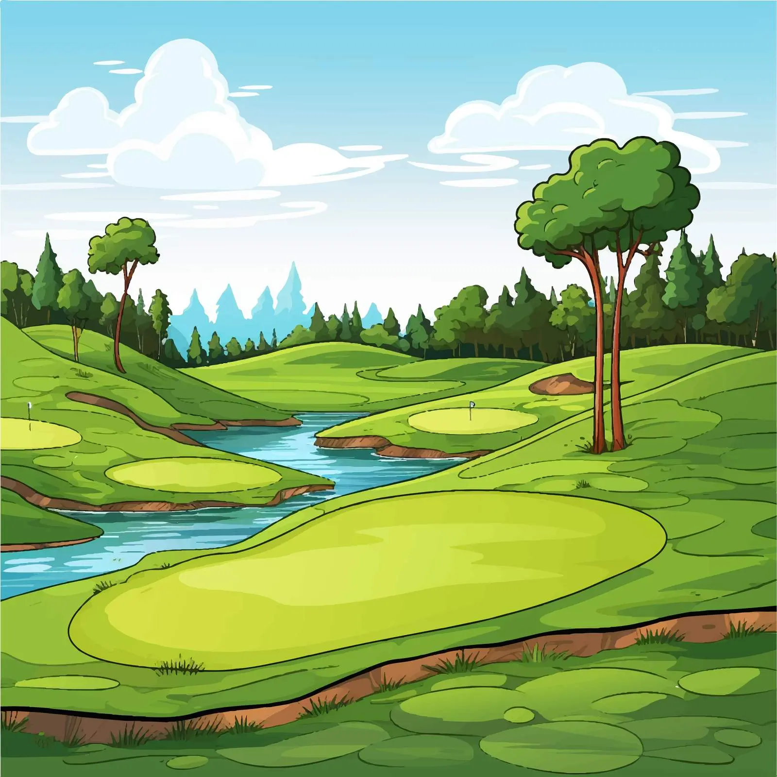 Cartoon Illustration of a Golf Course — free download from Dotvec