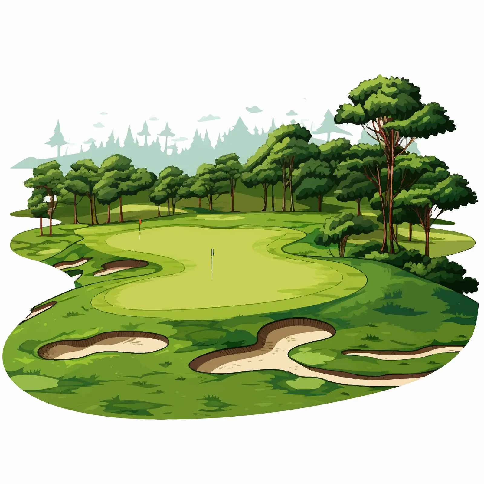 Cartoon Illustration of a Golf Course — free download from Dotvec
