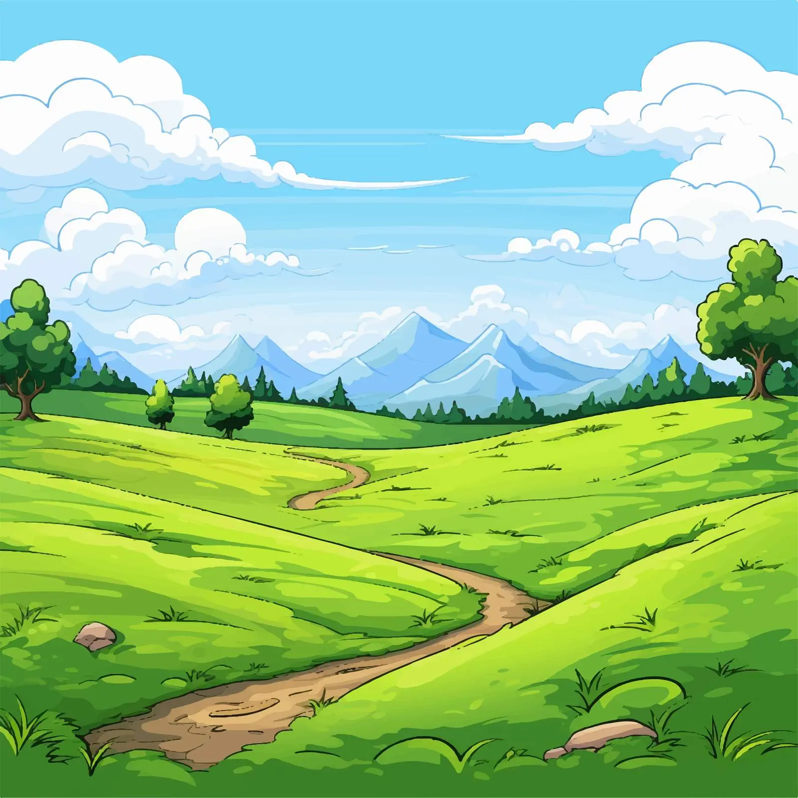 Cartoon Illustration of a Green Field Vectors — free download from Dotvec