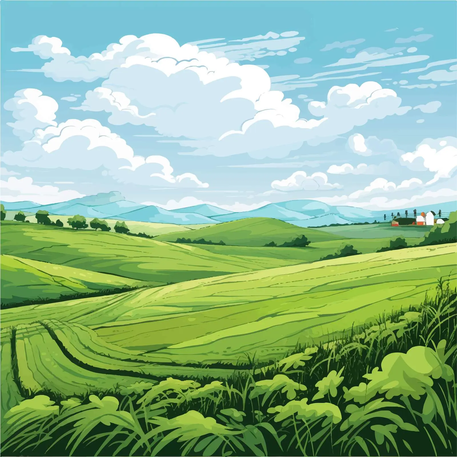 Green Field Cartoon Vector Illustration — free download from Dotvec