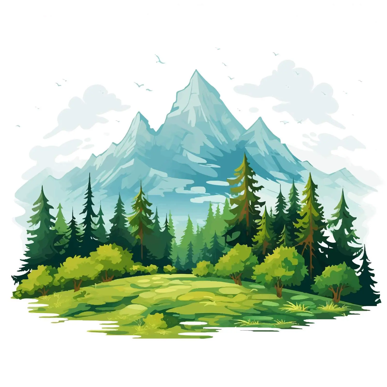 Lush Green Forest in Majestic Mountains — free download from Dotvec