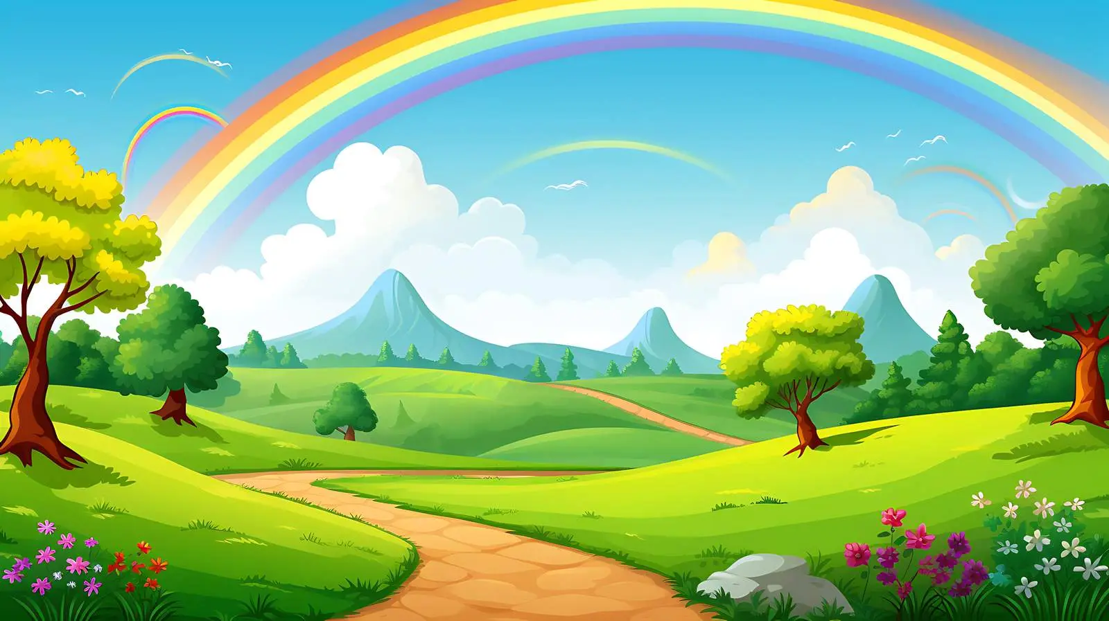 Serenity Landscape with Rainbow — free download from Dotvec
