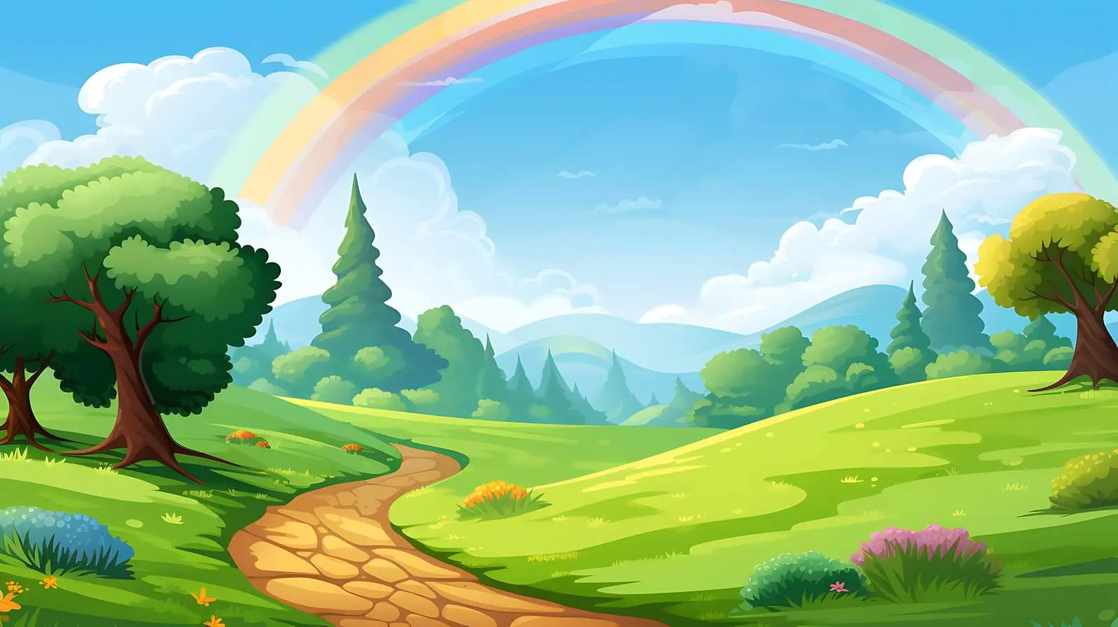 Scenic Rainbow Landscape Illustration — free download from Dotvec