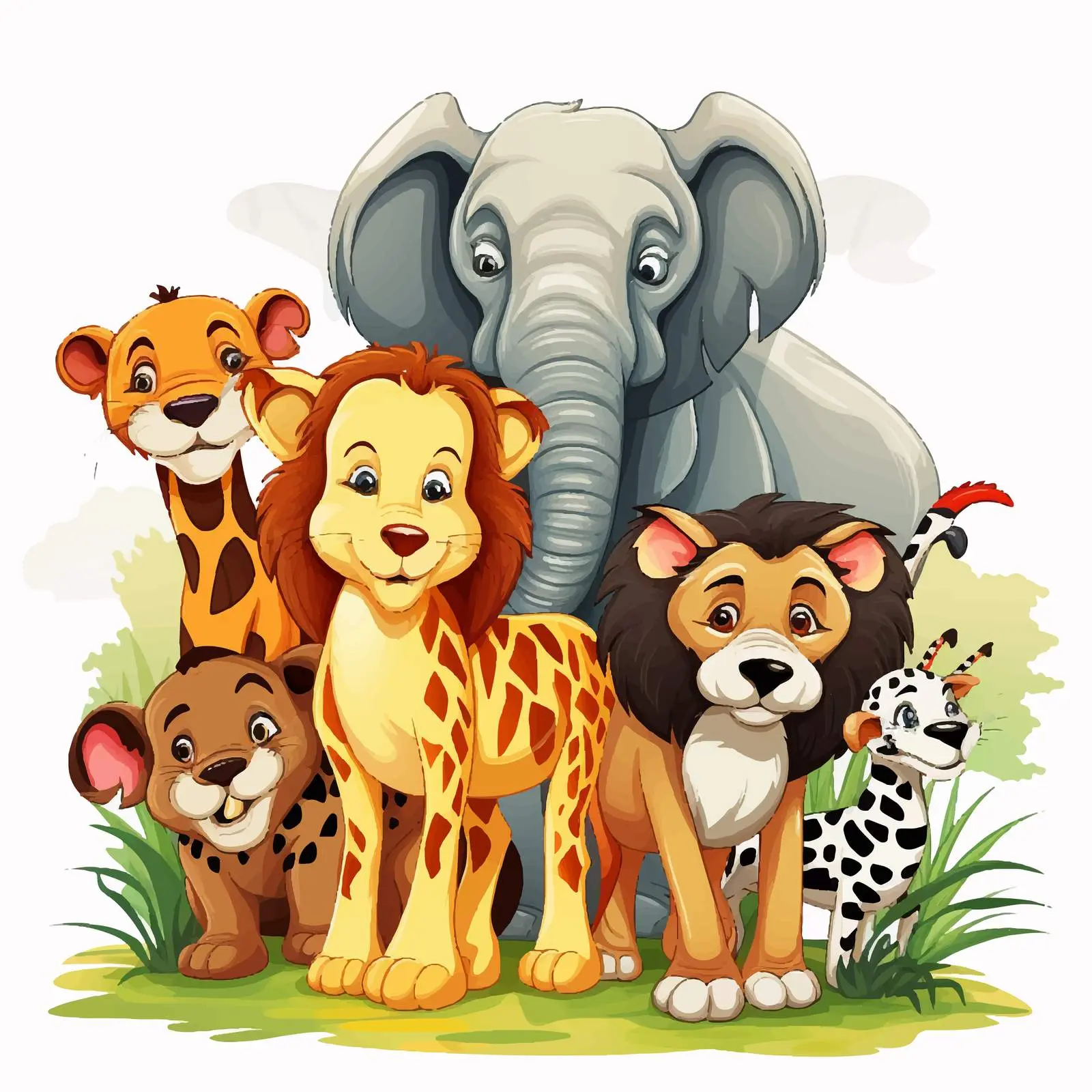 Diverse African Animal Group Vector Illustration – free educational visuals image from Dotvec