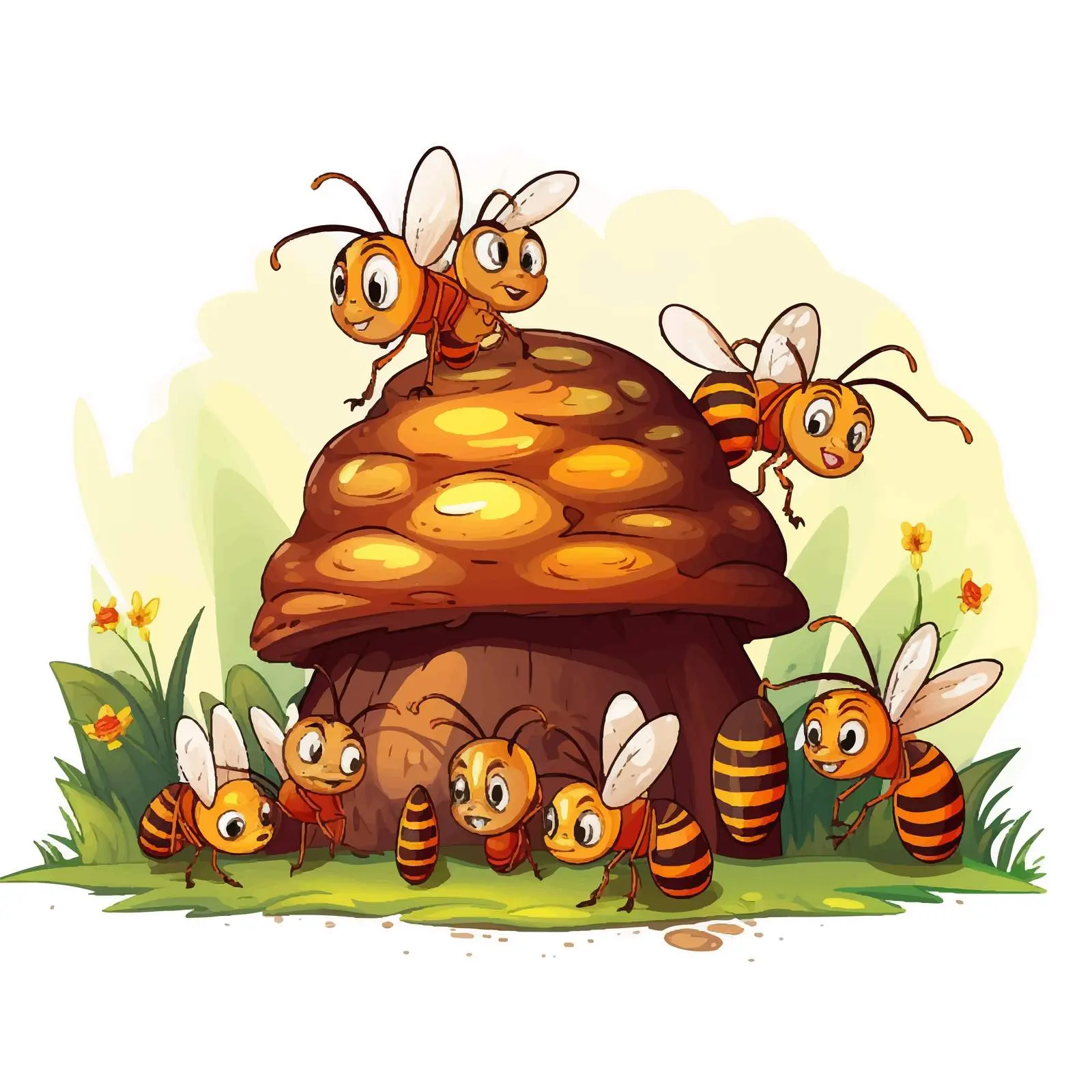 Ants and Beehive in Forest Illustration – free forest floor image from Dotvec