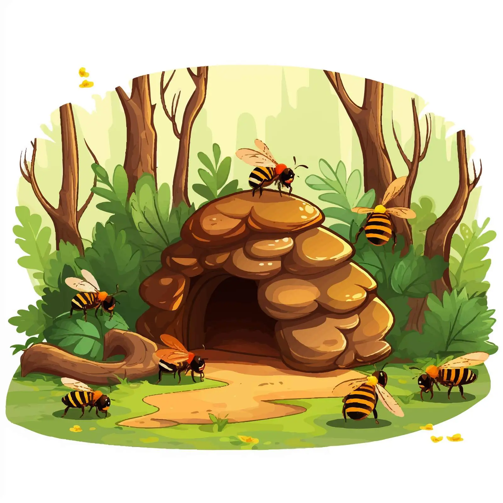 Group of Ants and Beehive in Forest – free forest life image from Dotvec