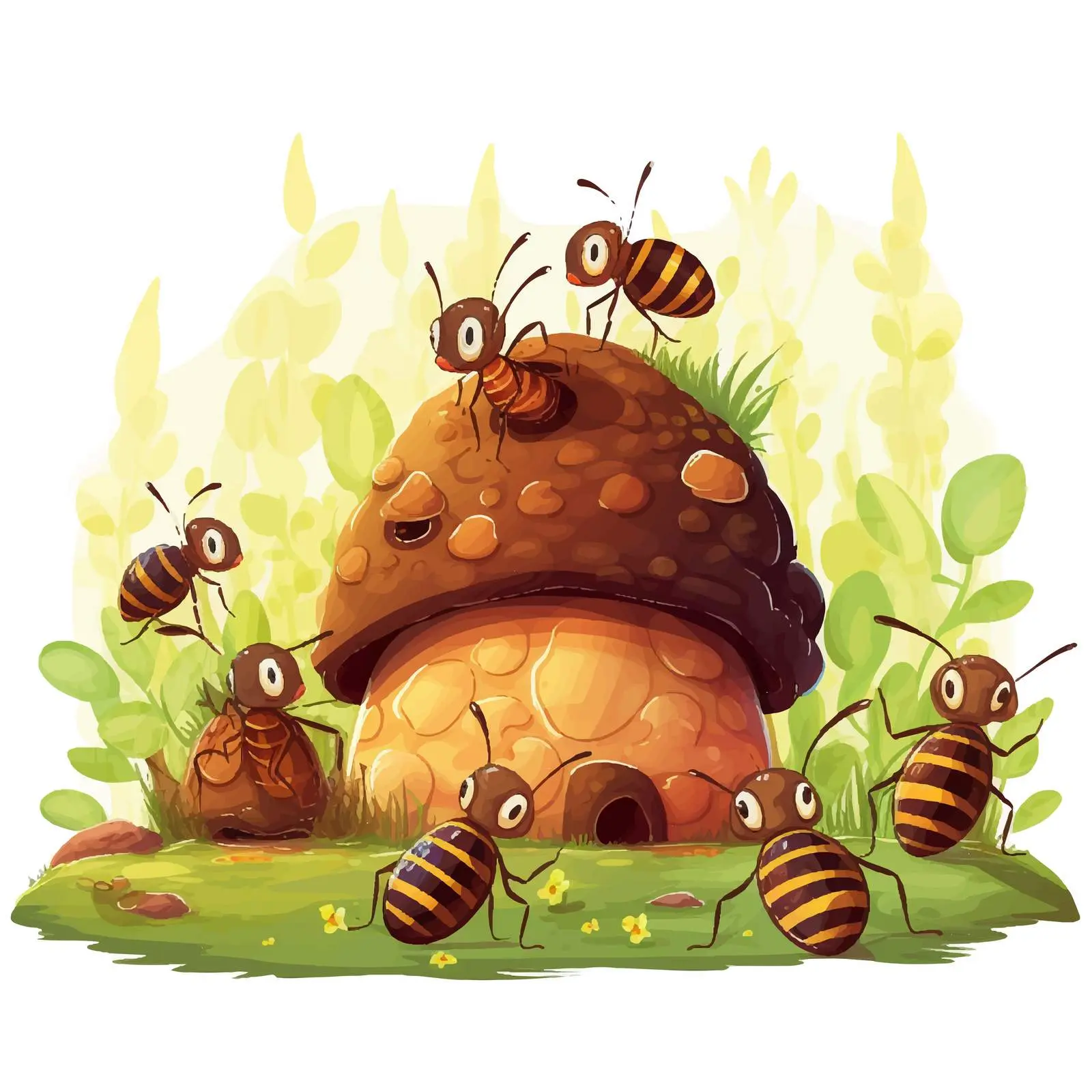Forest Ants and Beehive Vector Illustration — free download from Dotvec